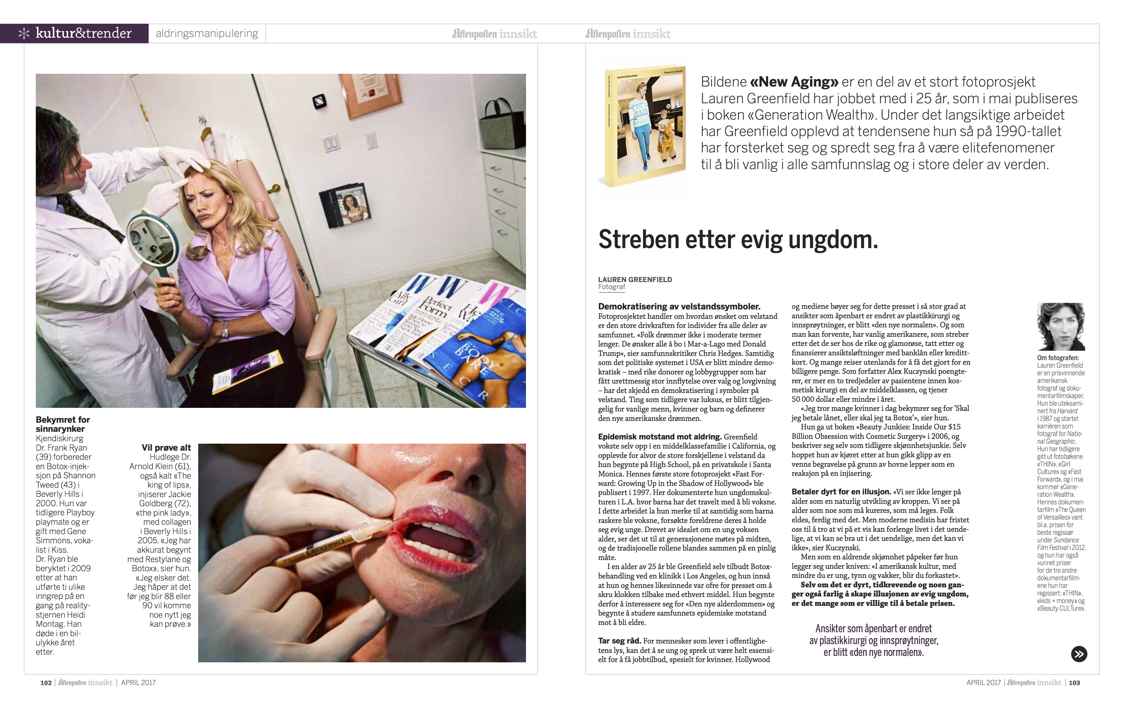 Tearsheet Lauren Greenfield S Generation Wealth In Aftenposten