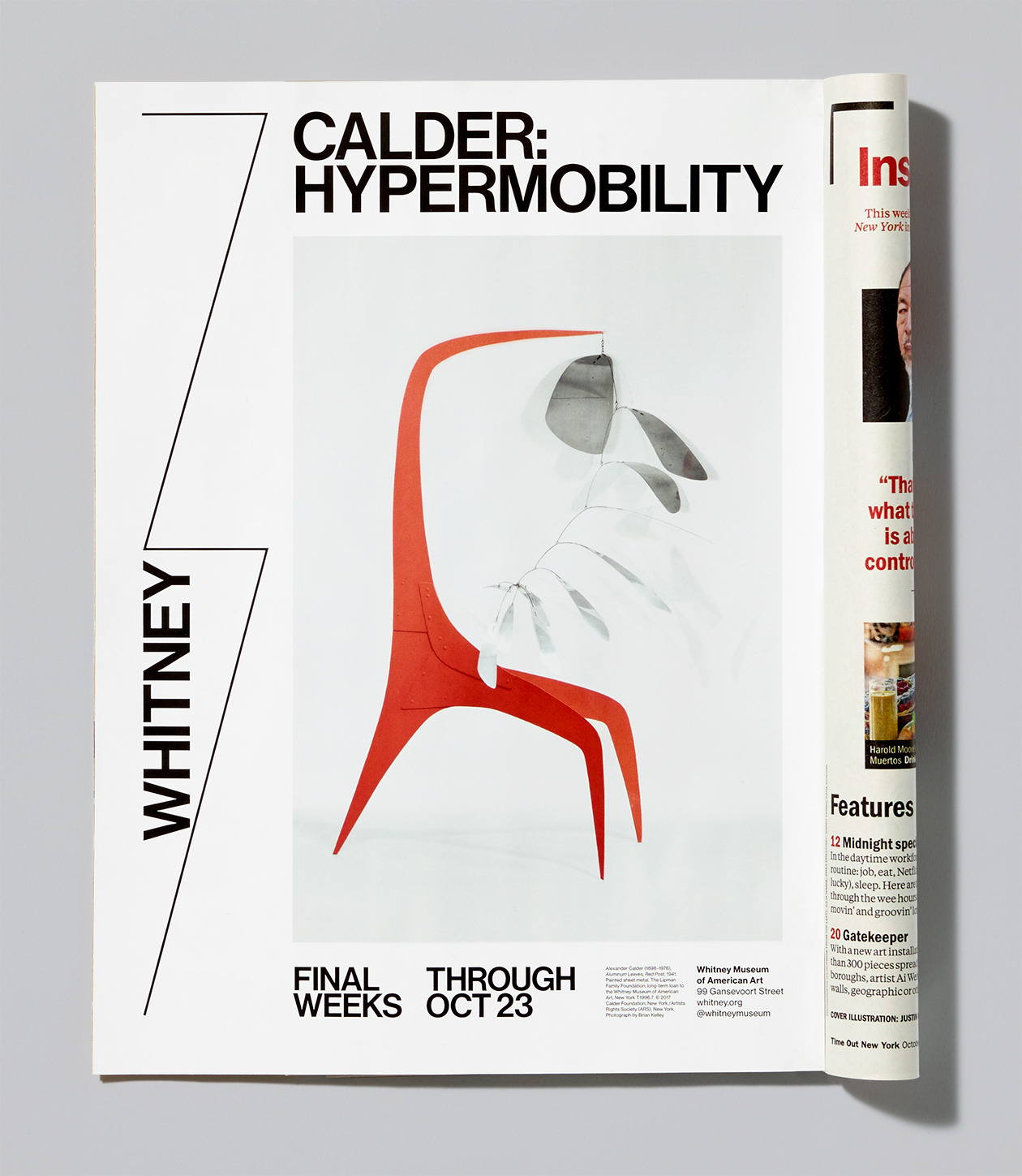 Calder: Hypermobility, Whitney Museum of American Art, magazine spread, photograph by Jens Mortensen, design.whitney.org