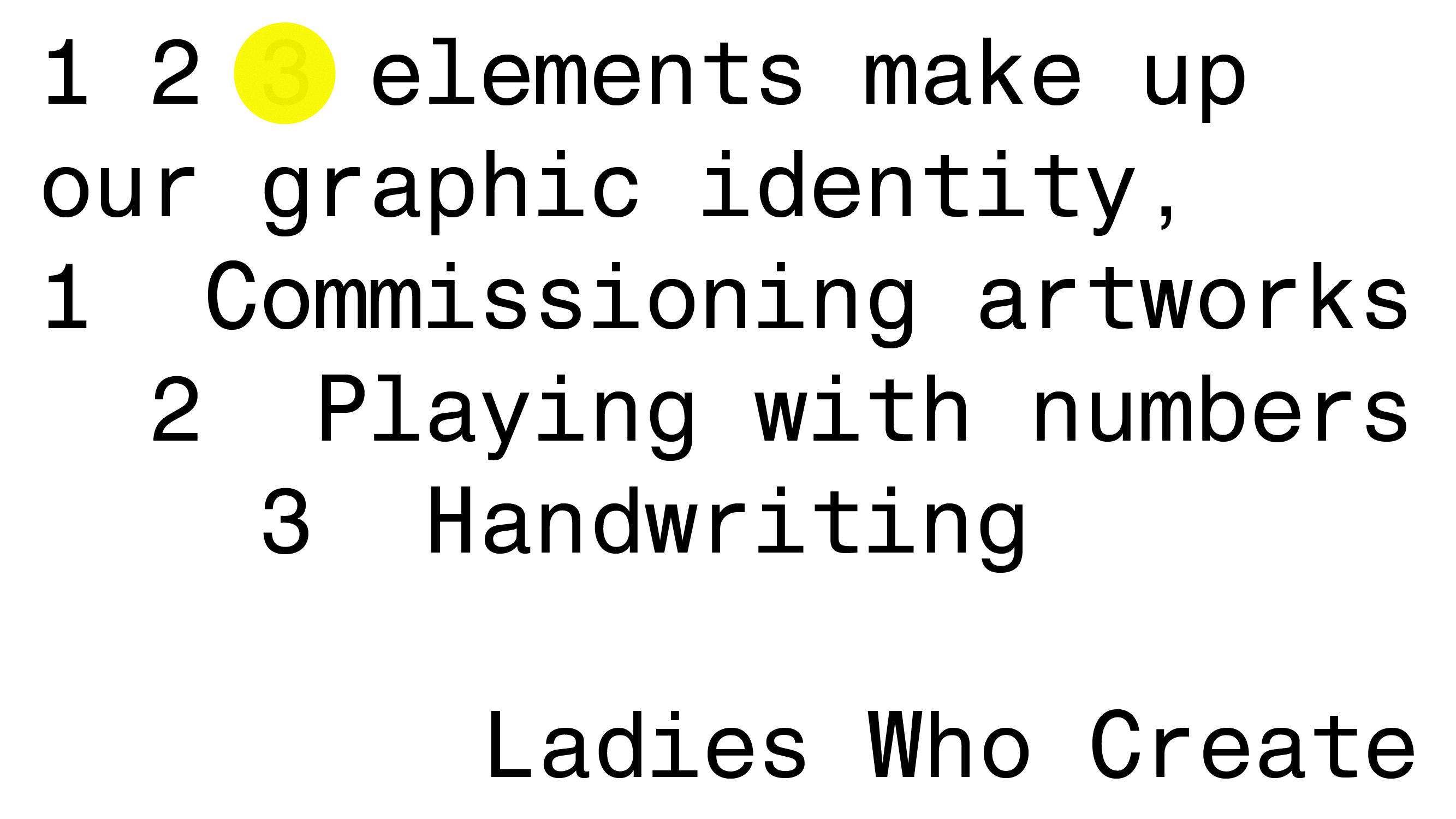 Ladies Who Create, an event for female leaders in the design industry; graphic identity, 1920 × 1080 guidelines cover