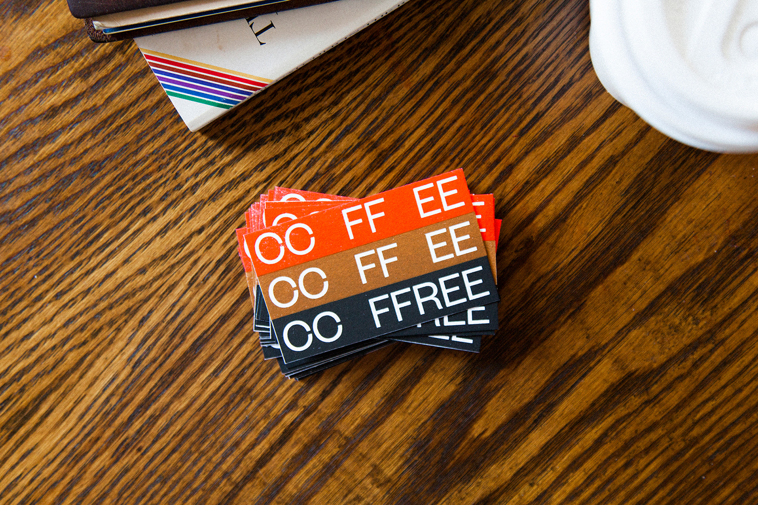 CCFFEE, 2 × 3 trimmed card stock, 3/0 risograph