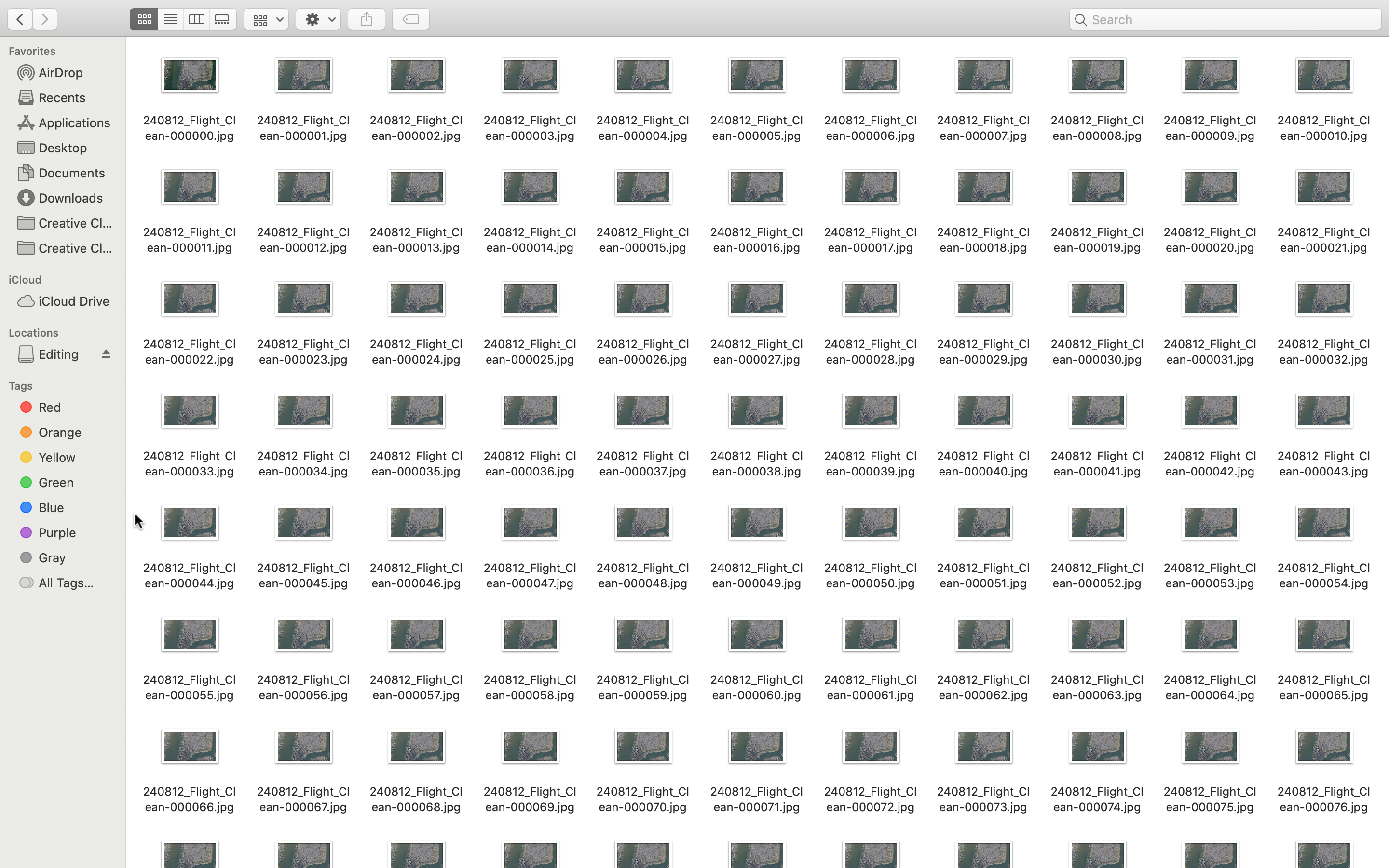 Animation Behind the Scenes: screenshot of a computer folder with images of each frame of the animation.