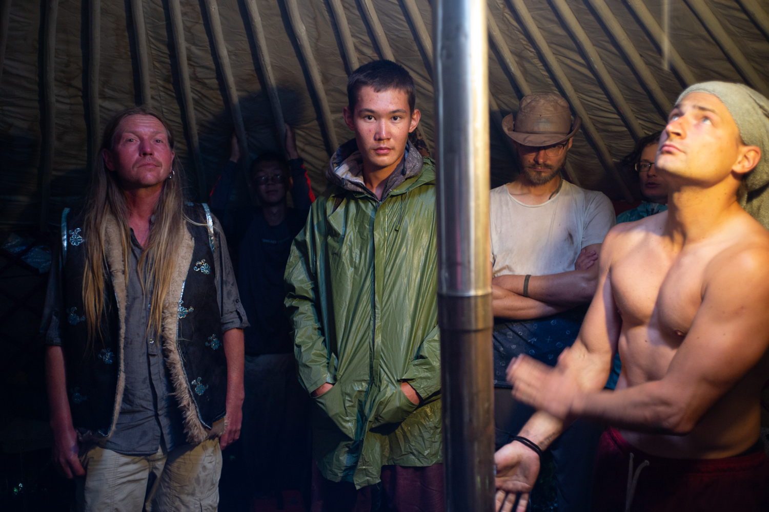 When it was raining hard, we took shelter in a yurt with a wood-burning stove.