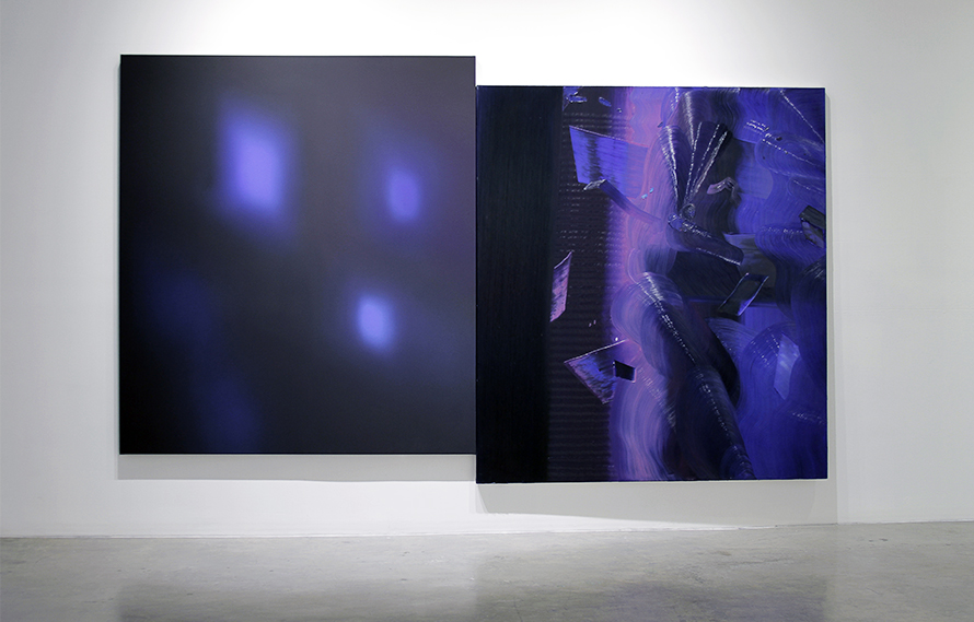 Blues, 2015. Tempera and oil on canvas, 77 x 70 inches each
