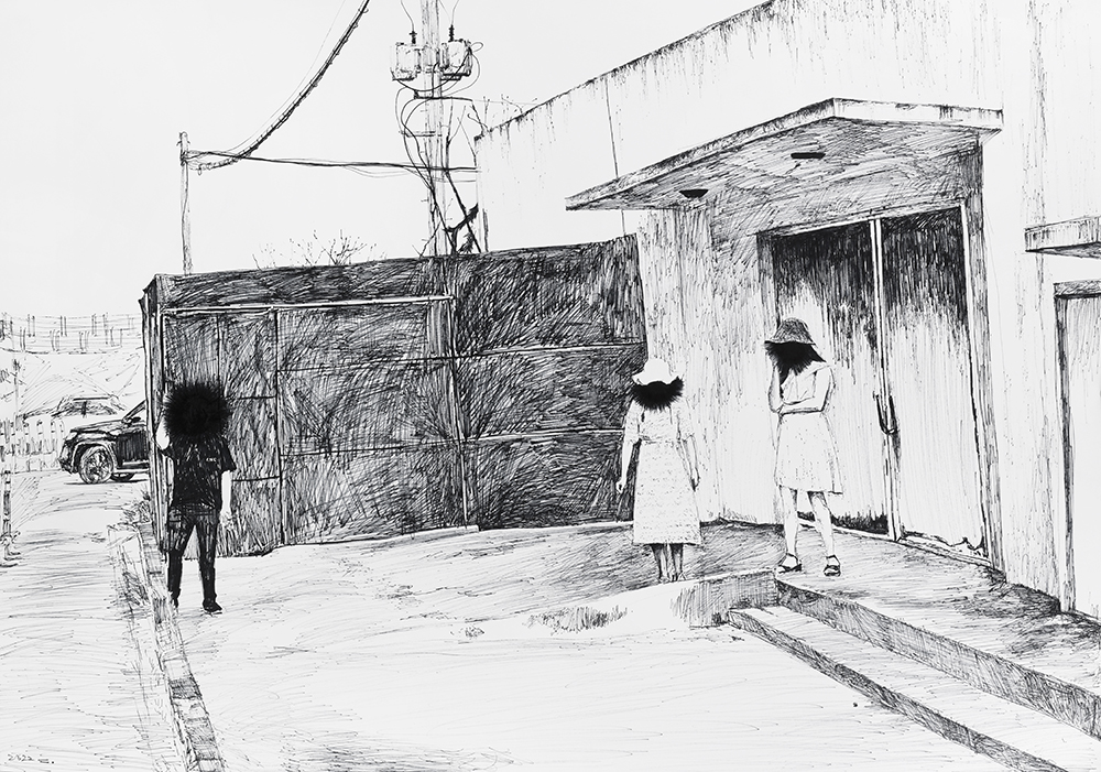 또 만날 수 있을까요?, 2022, pen on paper, 54.5*78.8(cm)