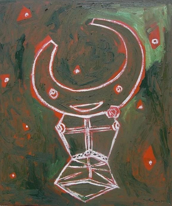 綠色主人。green master。oil.canvas, 74 x 61CM 2012 