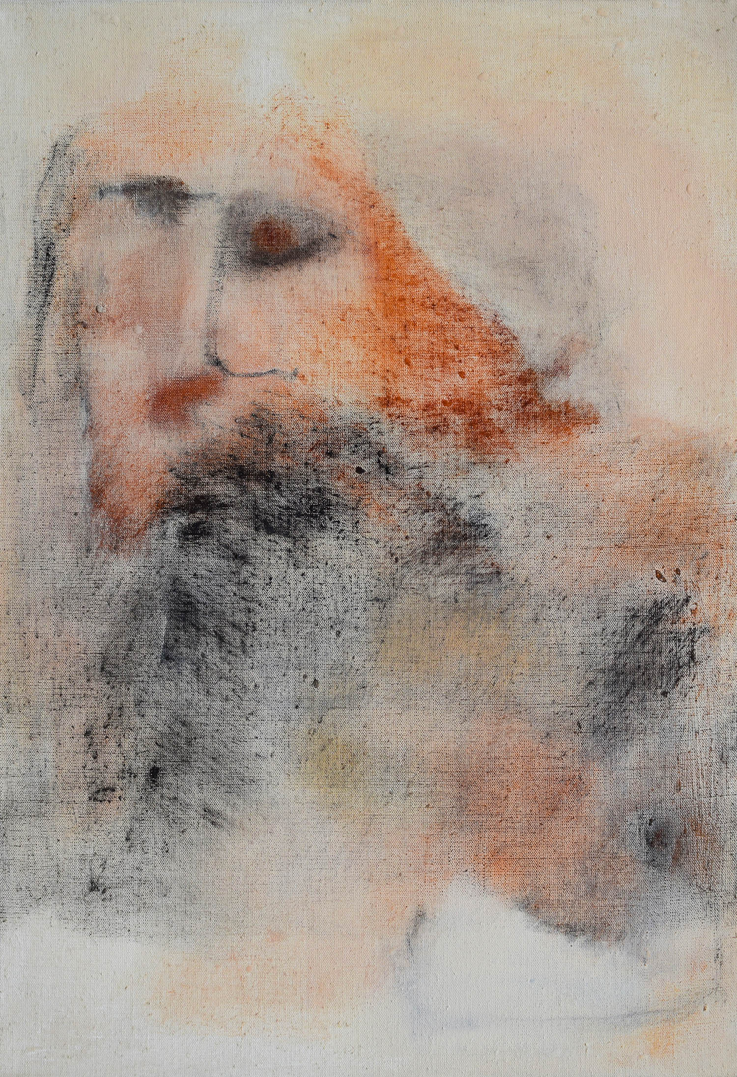 Same time, same place) – 2017, Acryl, Champagnerkreide und Tinte auf Leinwand, 80 x 55 cm