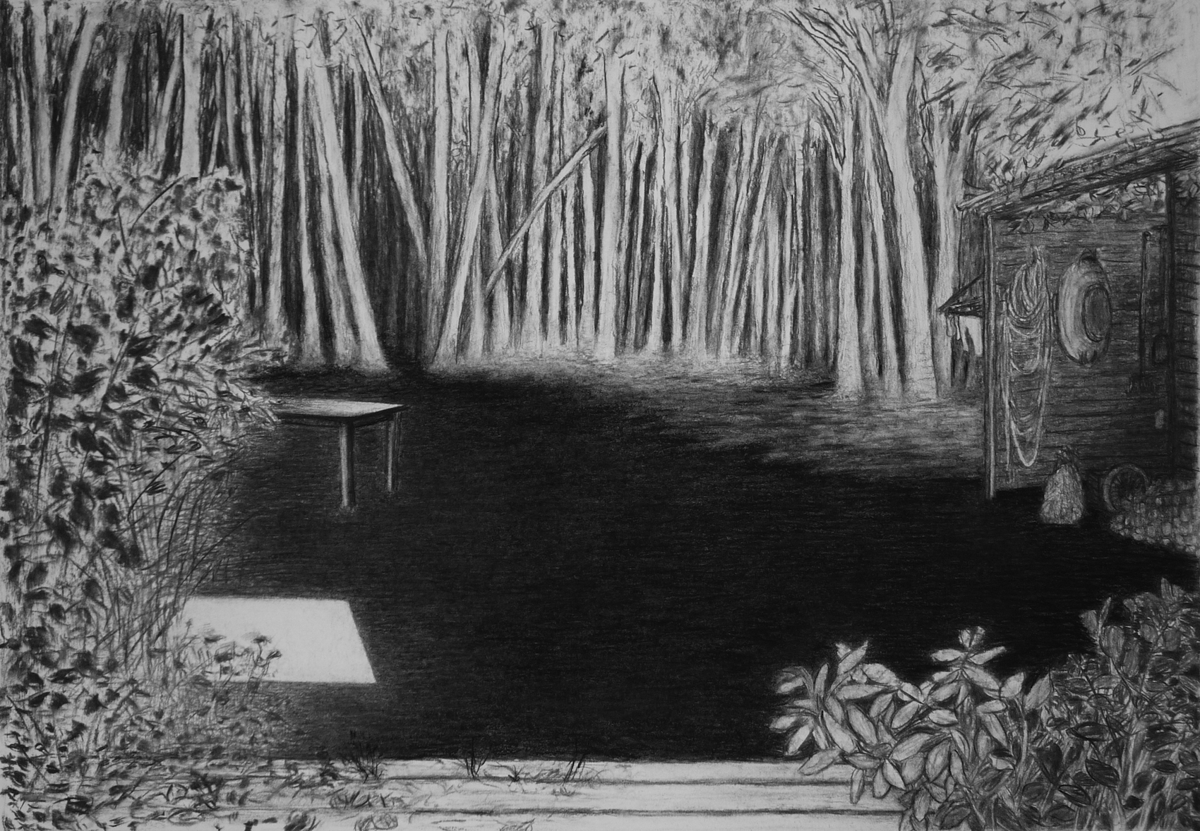 houtskool op papier, 70 x 100 cm