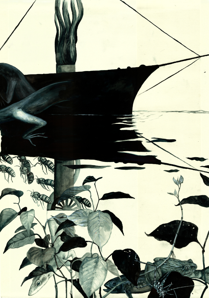 Invasion, Watercolor on Paper, 85x60cm, 2022