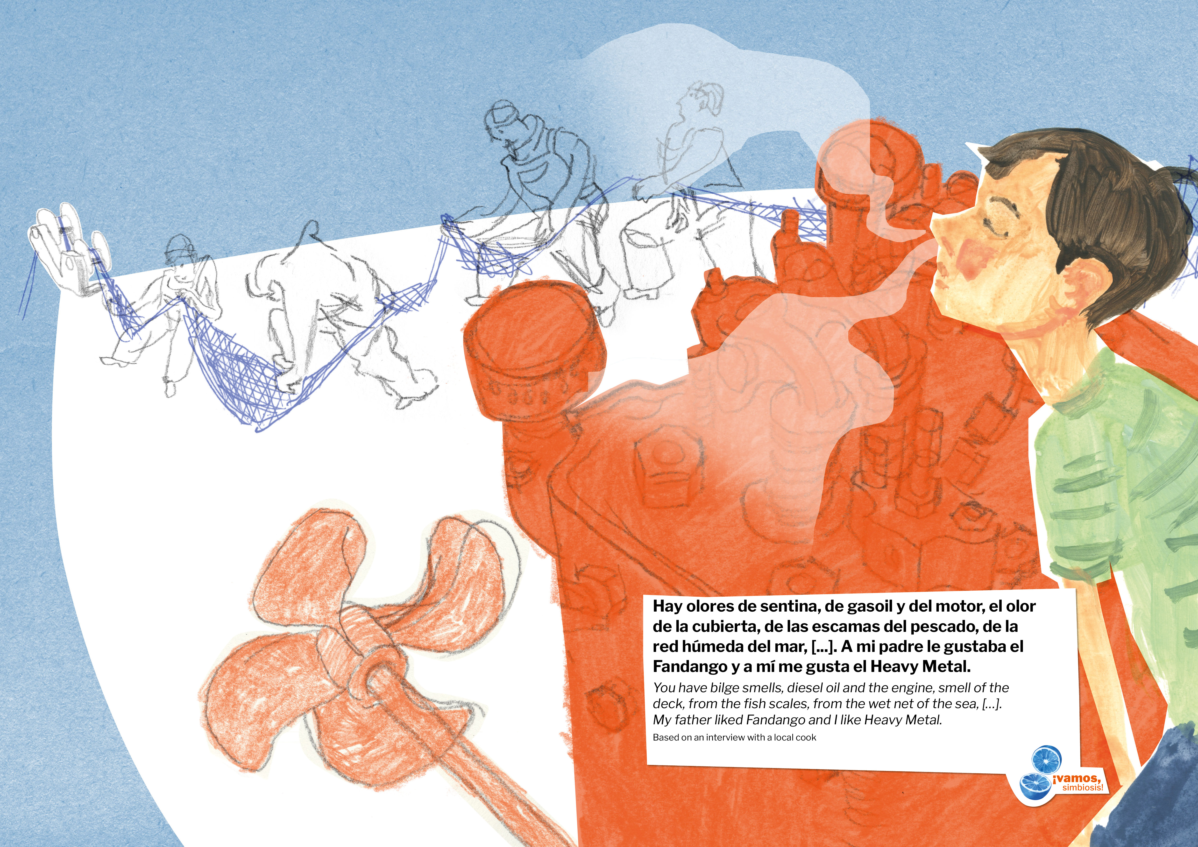 9. You have bilge smells, diesel oil and the engine, smell of the deck, from the fish scales, from the wet net of the sea, […]. My father liked Fandango and I like Heavy Metal. (Food)