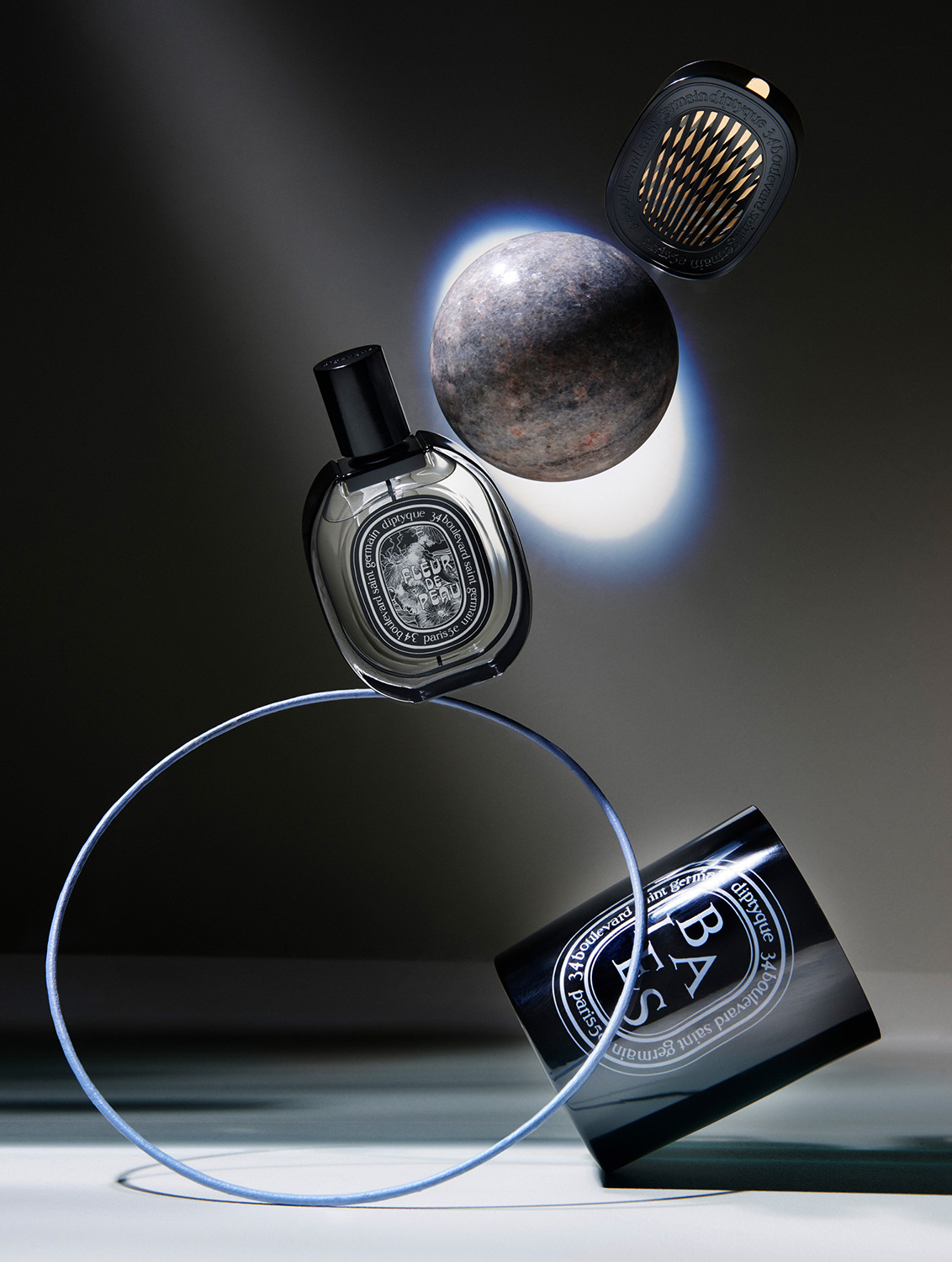 An intriguing illusion, Still Life Photographer Martin Vallin shoots Diptyque Fragrances for NK Holiday