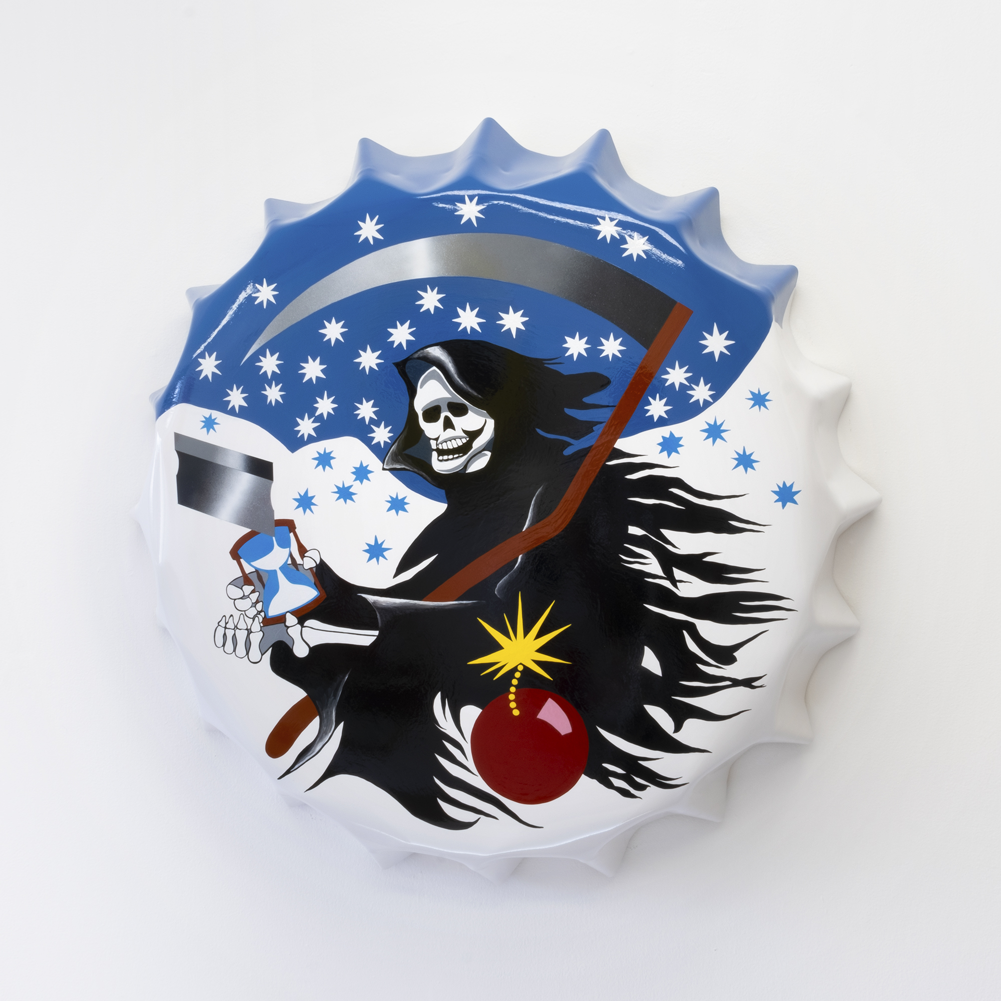 White Boy, 2019Enamel on shaped steel33”&nbsp;︎ 33”&nbsp;︎ 6”