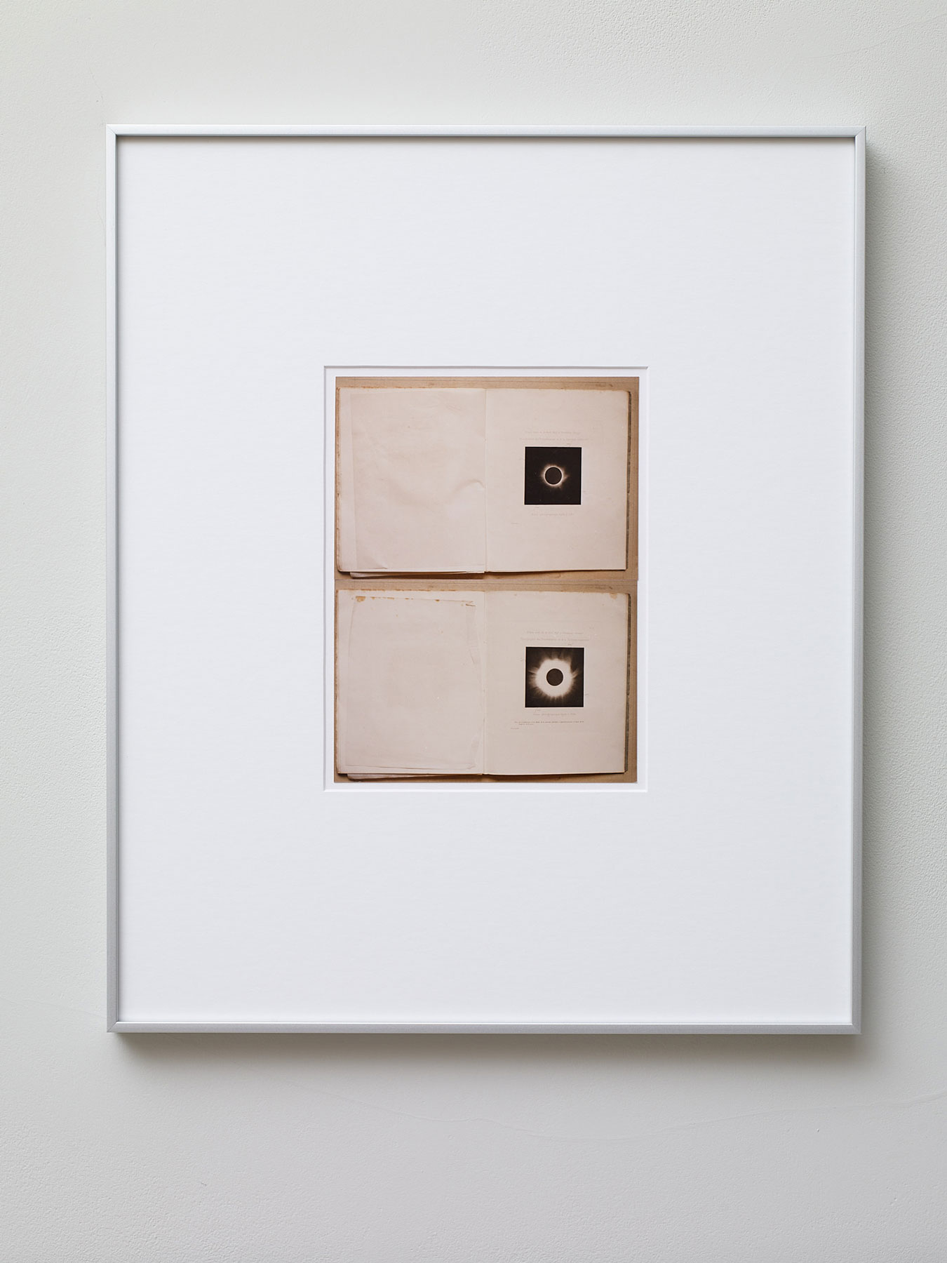 Joëlle Tuerlinckx Photomontage 'PLAN B -série b' (#4) ('Le ciel, son aspect, ses curiosités - pages éclipse solaire, ca 1981'), 2021 Photo: Stephen White and Co