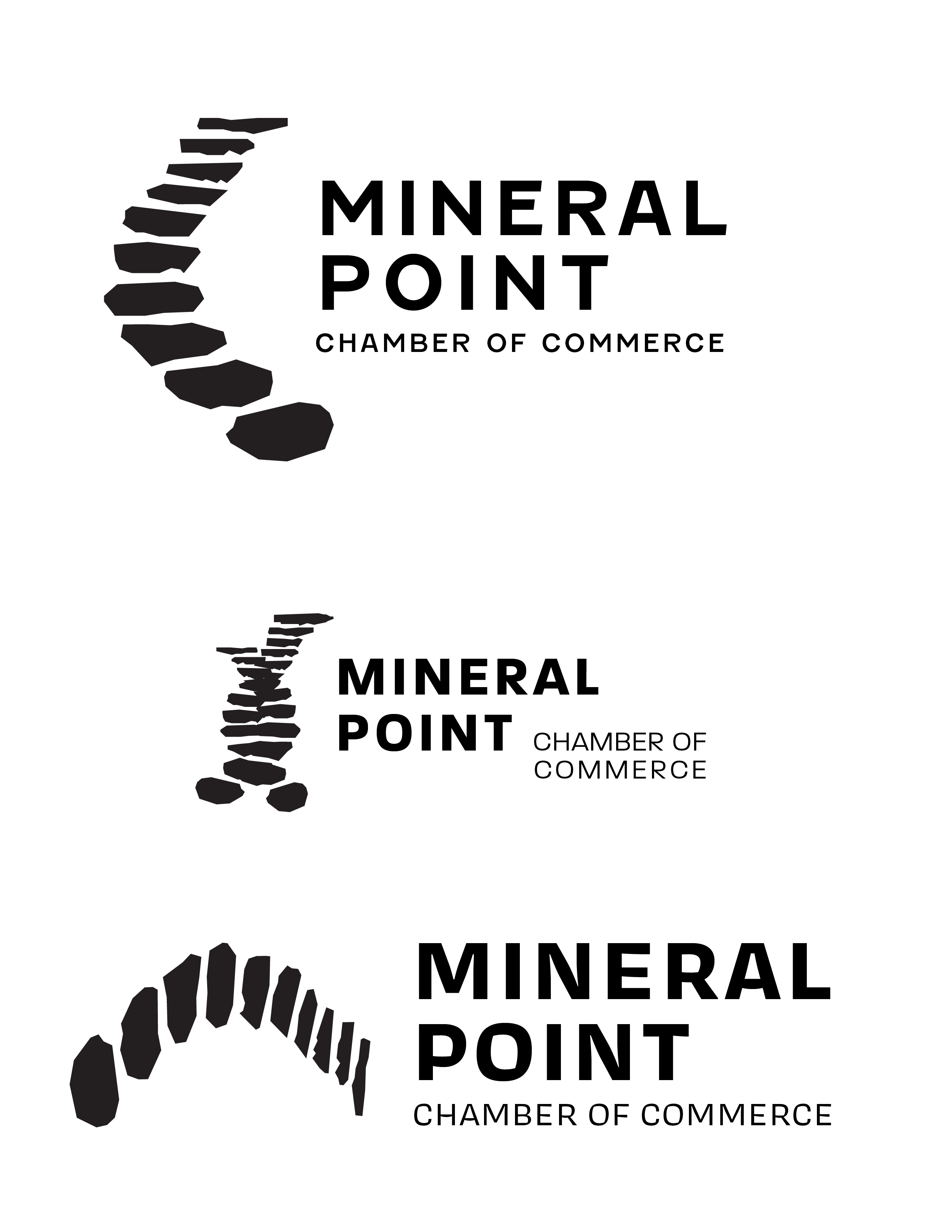 Logo package commissioned by Mineral Point Chamber of Commerce as a self-directed intern for local graphic design firm; field photography documenting historical Mineral Point and study of vernacular architecture of the sister city of Cornwall, England; integrating motifs of their shared heritage into a vital brand identity and logo: Charcoal and ink on paper & Adobe Illustrator, 2021
