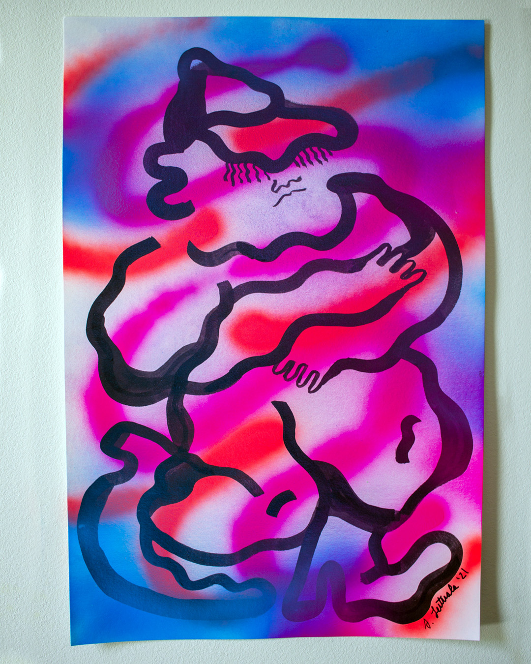 Spray Paint Dancer #1, 2021, ink and spraypaint