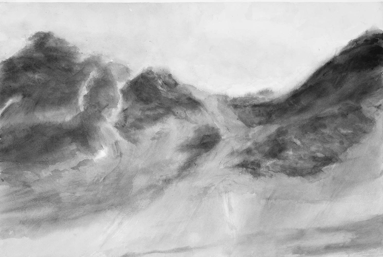 Massif, mouvement, reliefgouache on paper38 x 56 cm, 2023