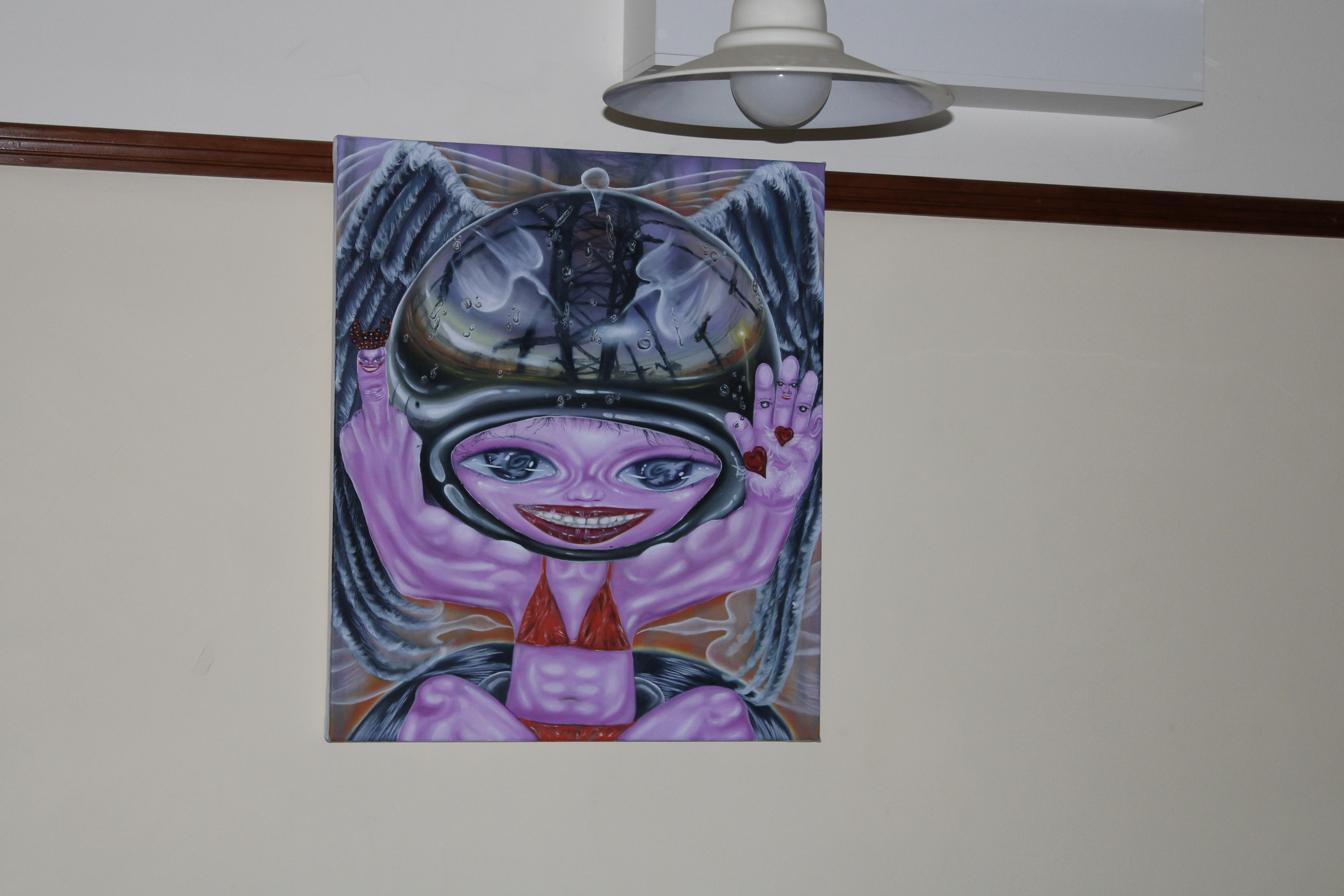 always protected by cranes in the sky (Harbour Bridge View) 2025 oil on canvas 84 x 72 cm