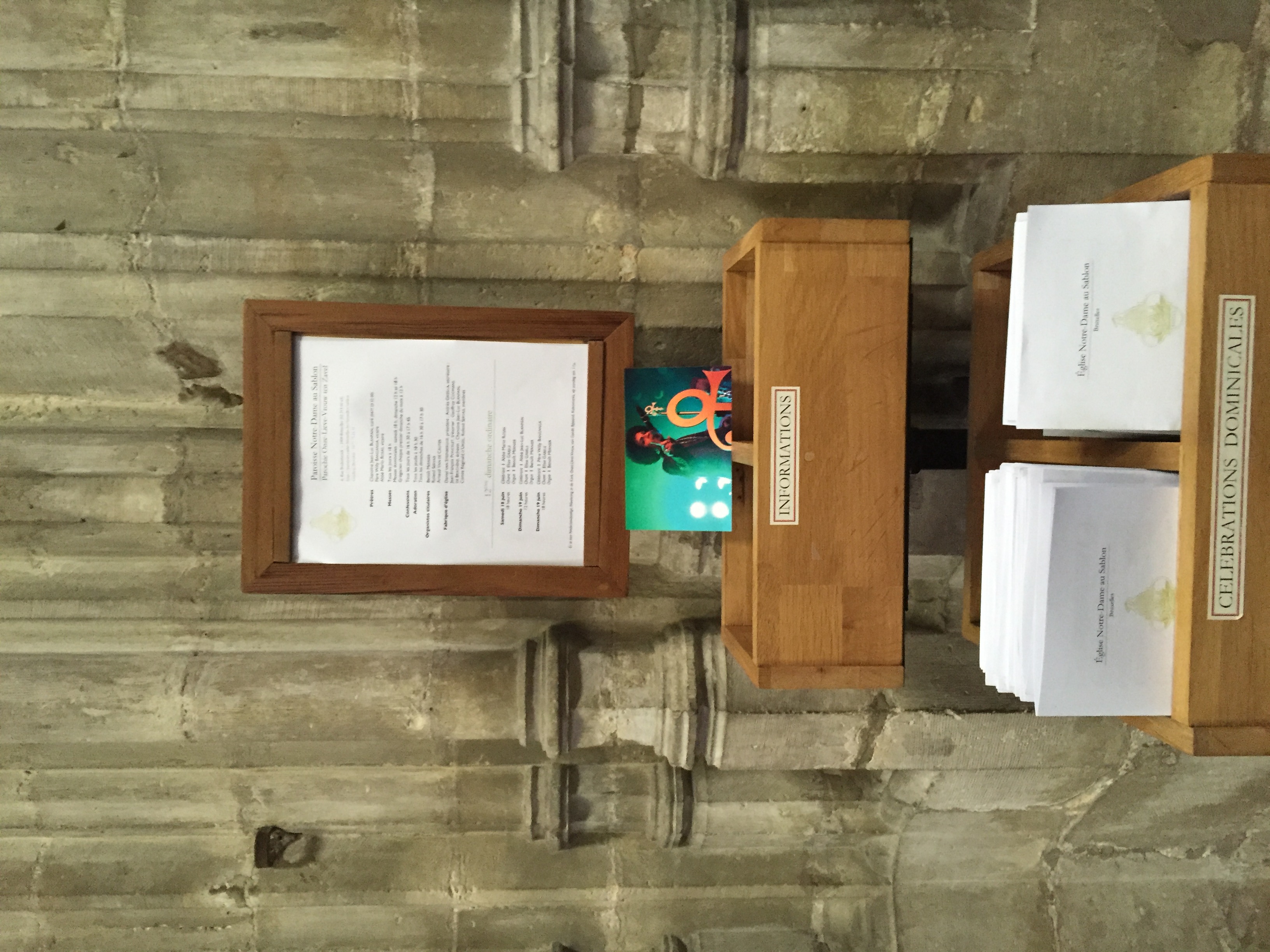 Here's Kenneth's card at the Englise Notre-Dame au Sablon in Brussels