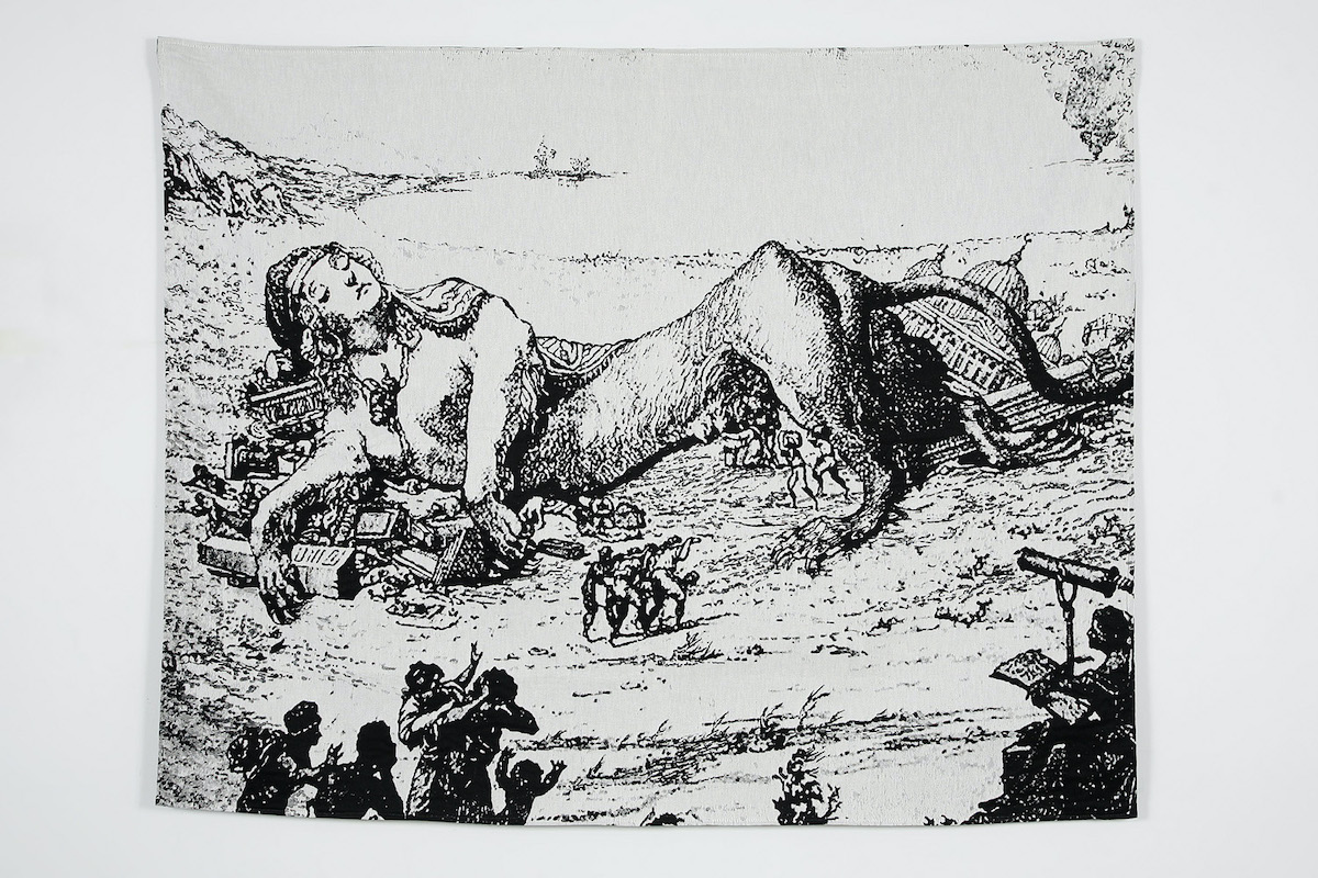 Mary Ann Peters, history lesson, 2015, Cotton Jacquard weave, edition of 2, 52 x 66 in.