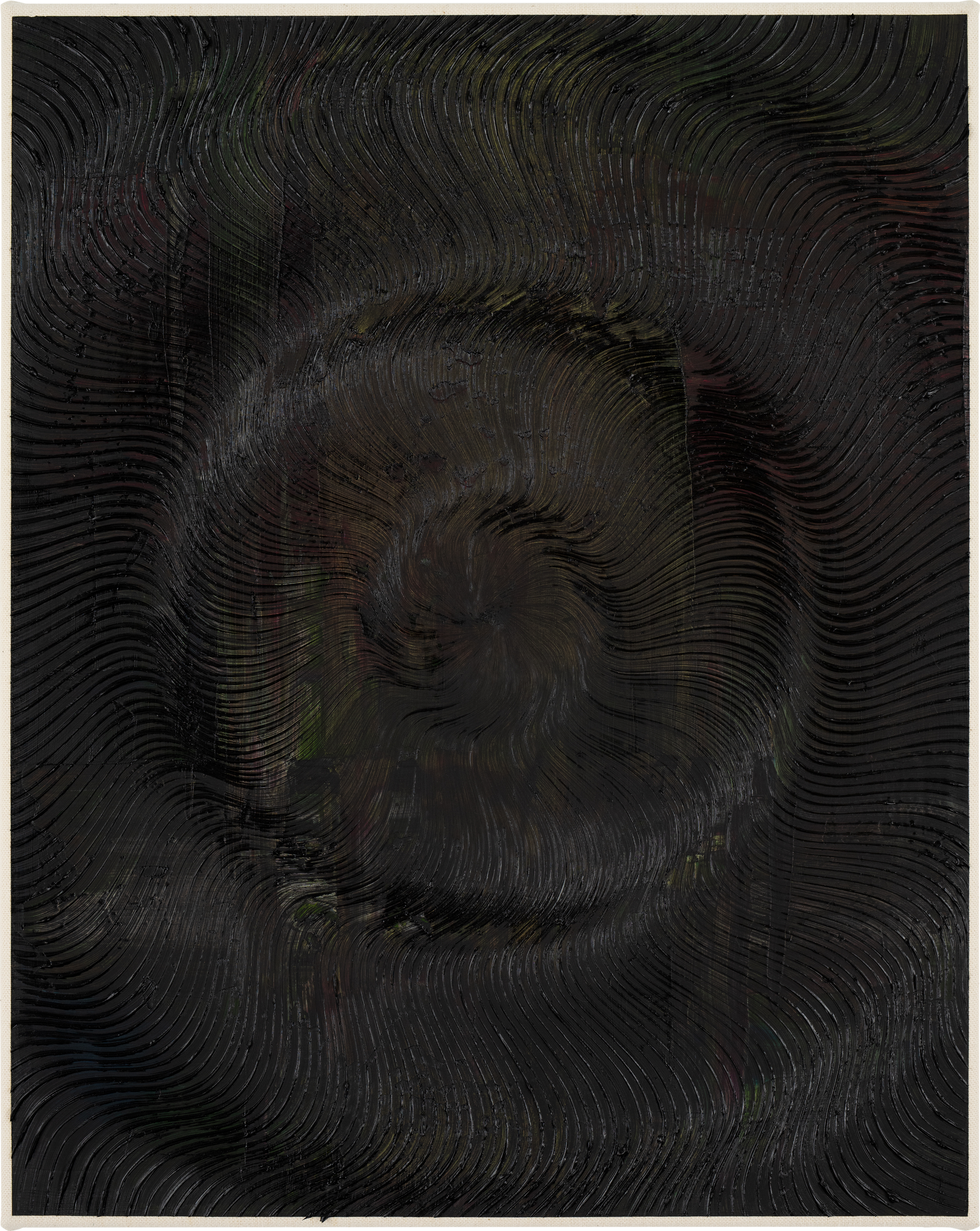 Coalescence (Structure Ivory Black ), 2020, Acrylic and oil on linen, 50 x 40 cm