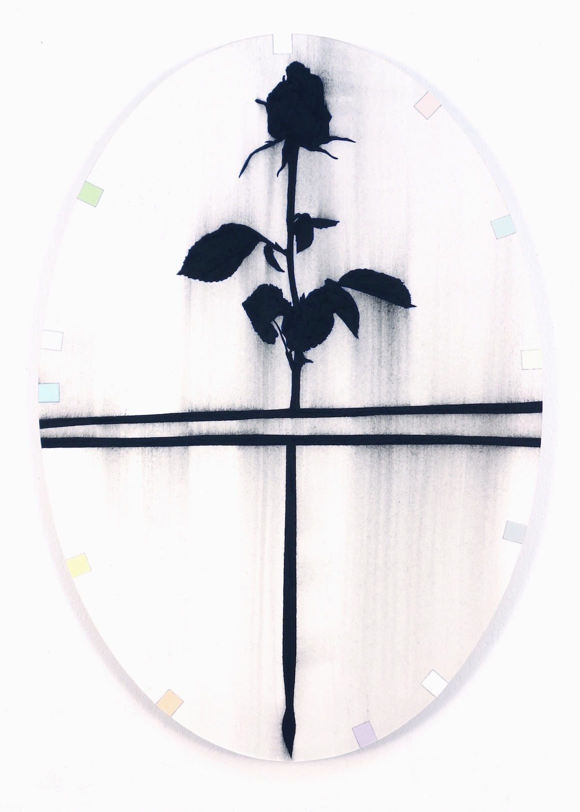 Untitled 2016, acrylic, pencil and epoxy resin on paper/aluminium, 36 x 25 cm