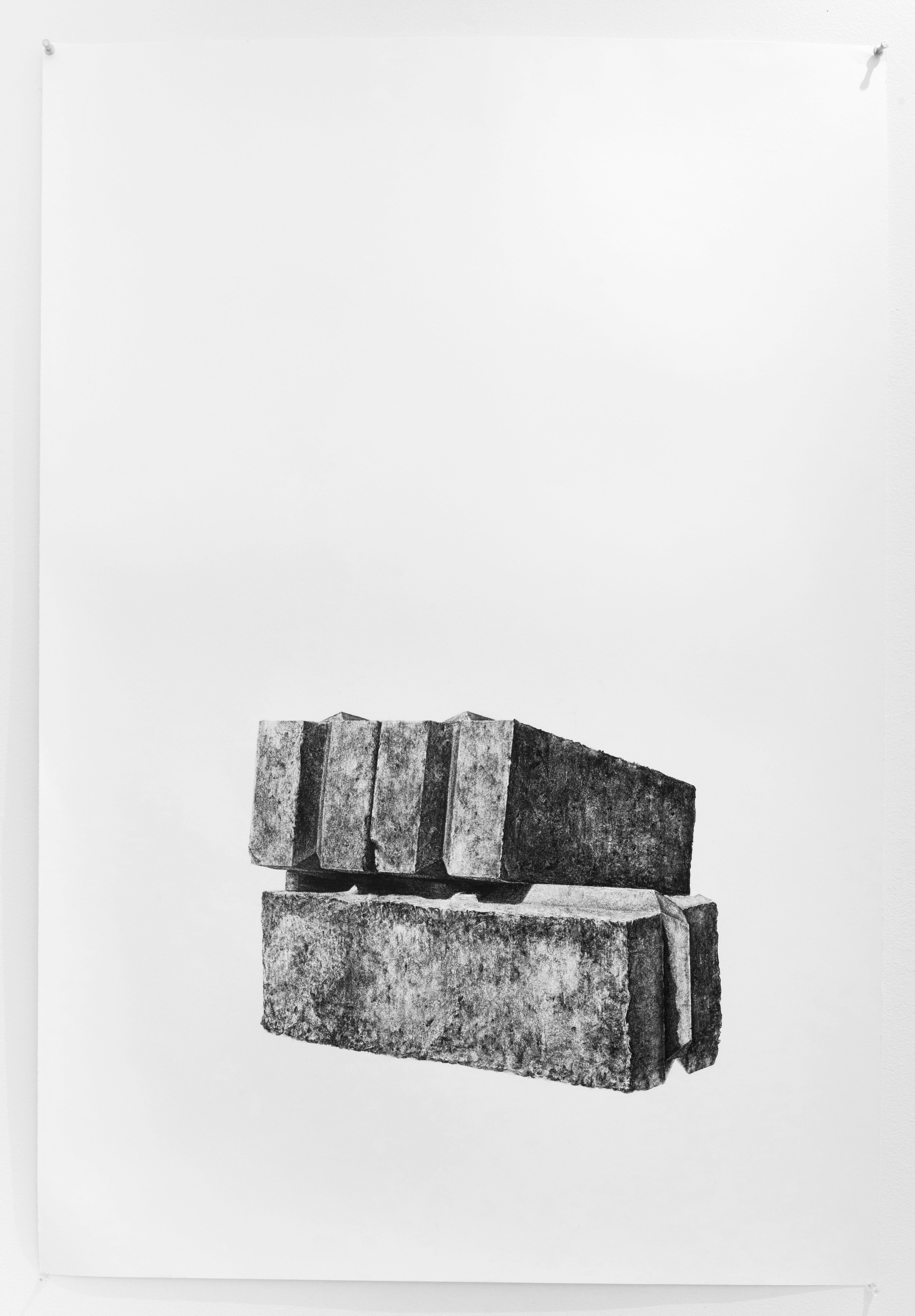 "Landmark II", charcoal on paper, 112x76 cm, 2017