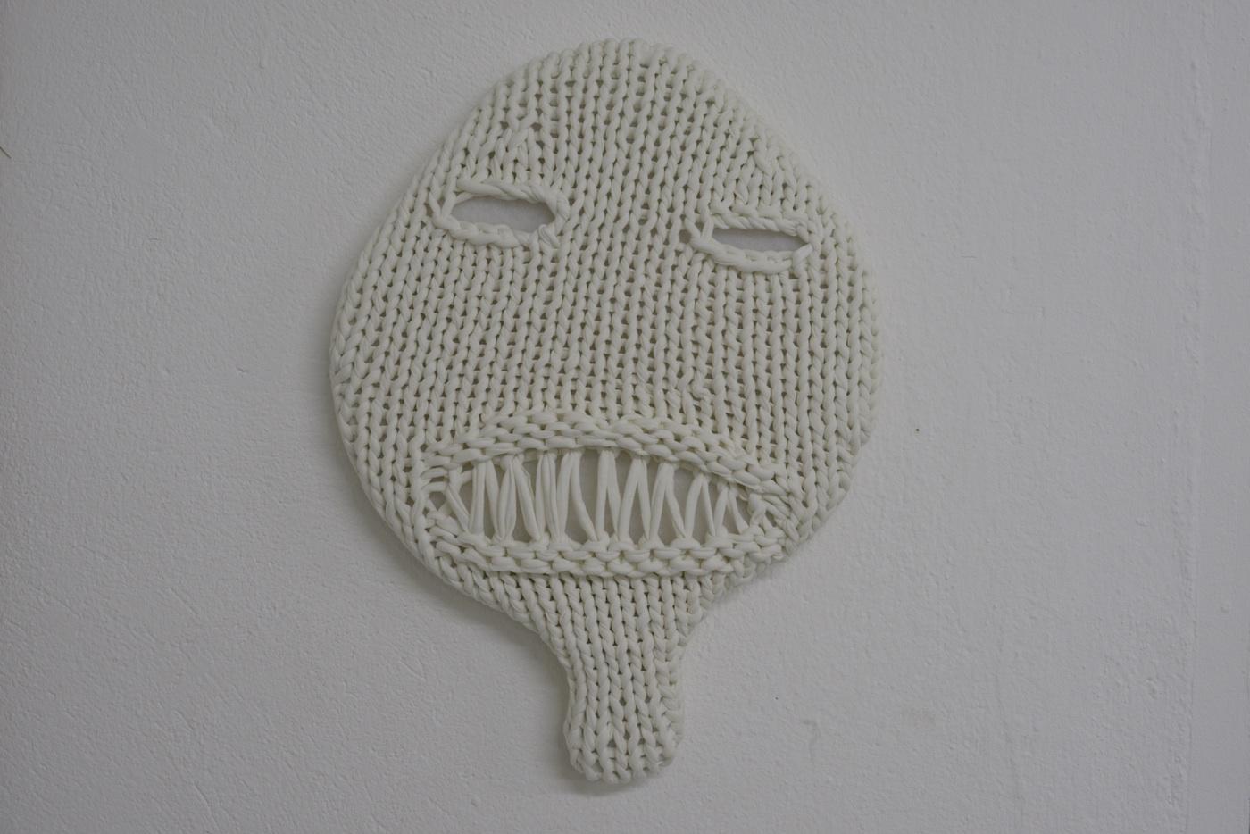Fratze, 2021, 25cm b x 30cm h, handknitted cotton