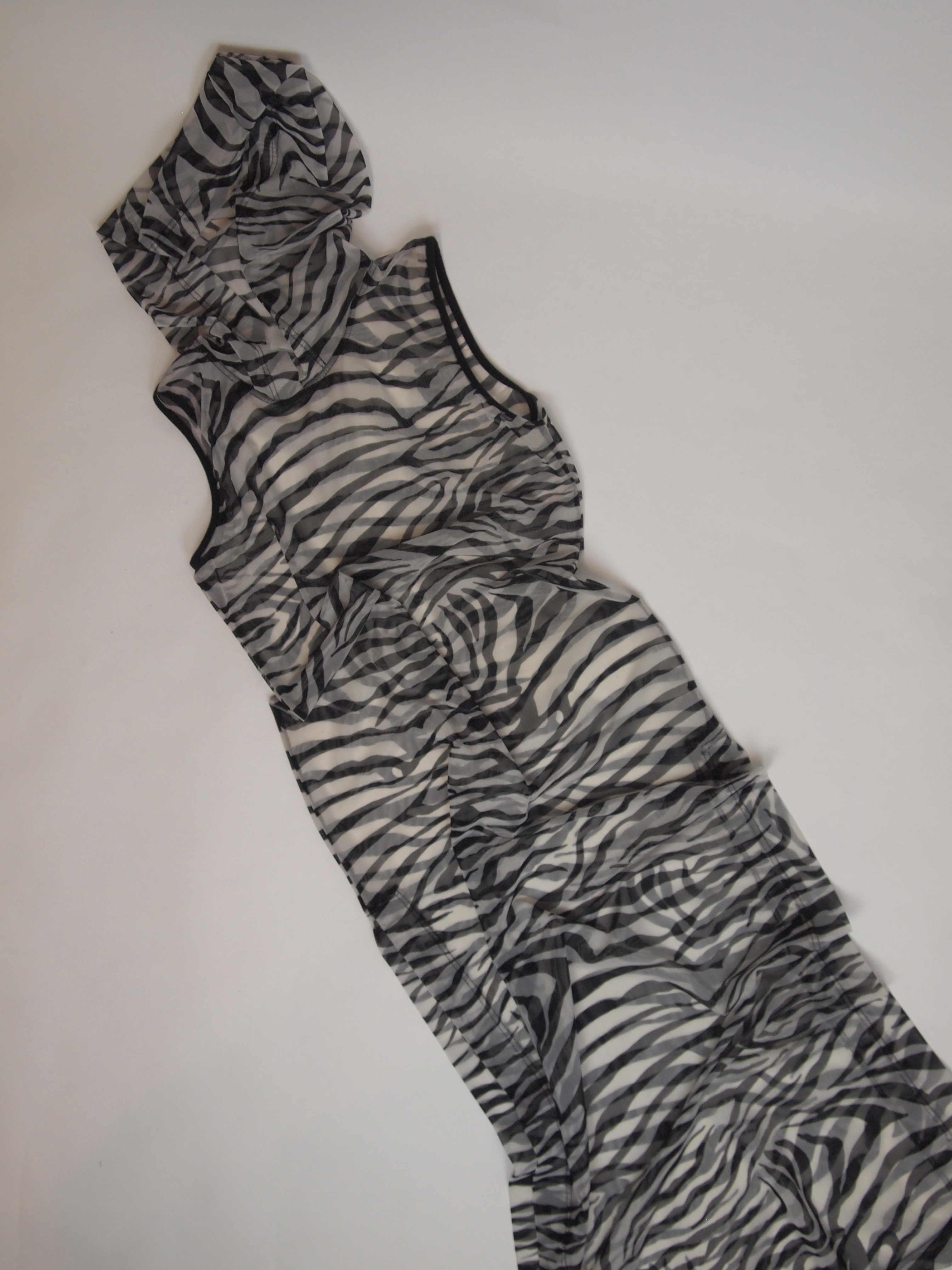 90s Zebra Print Hooded Mesh Dress - 𝓈𝑜𝓁𝒹