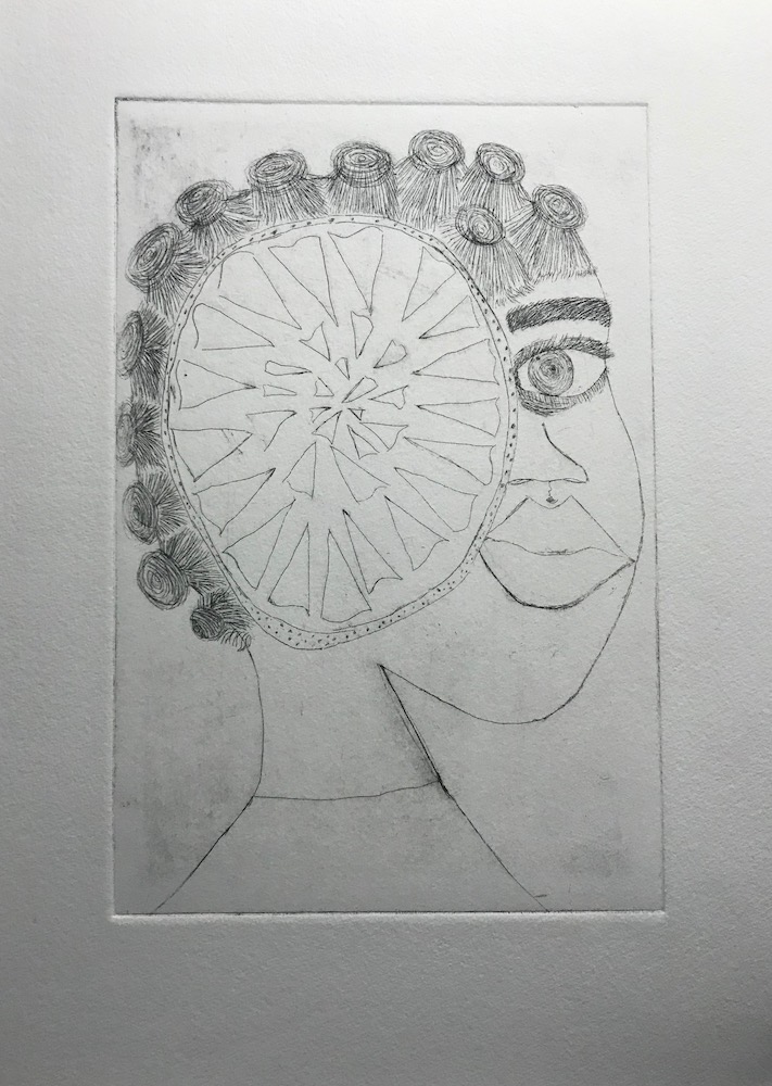 Inside my Head 3, etching on paper, 2019