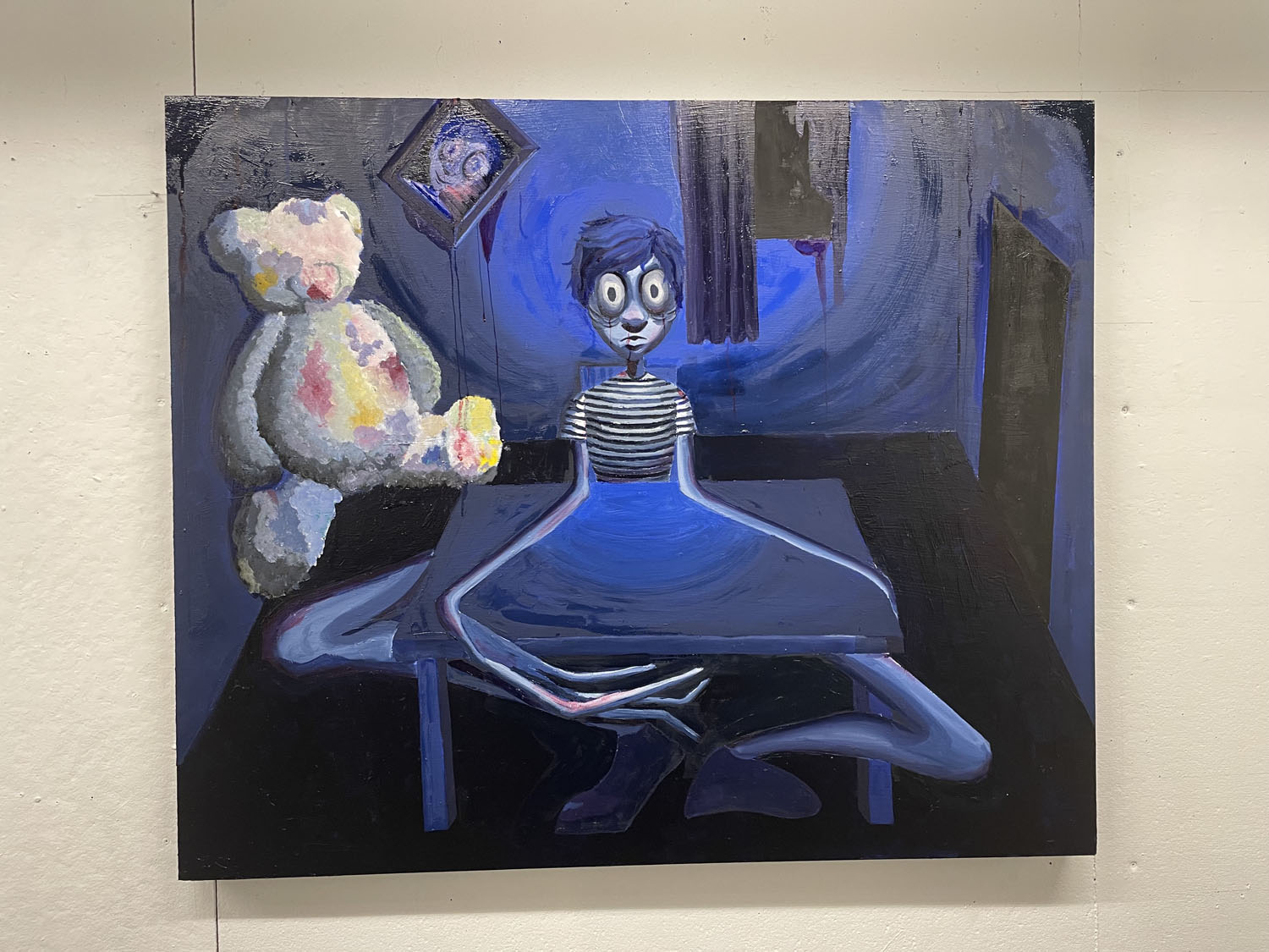 Corrupted Blue Boy2022, Oil on canvas; 48x40 in