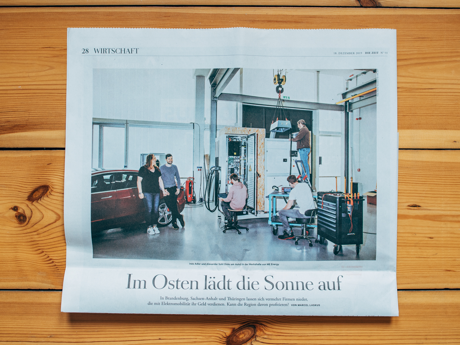 DIE ZEIT / ME Energy Startup Portrait im Wirtschaftsteil / Dezember 2019