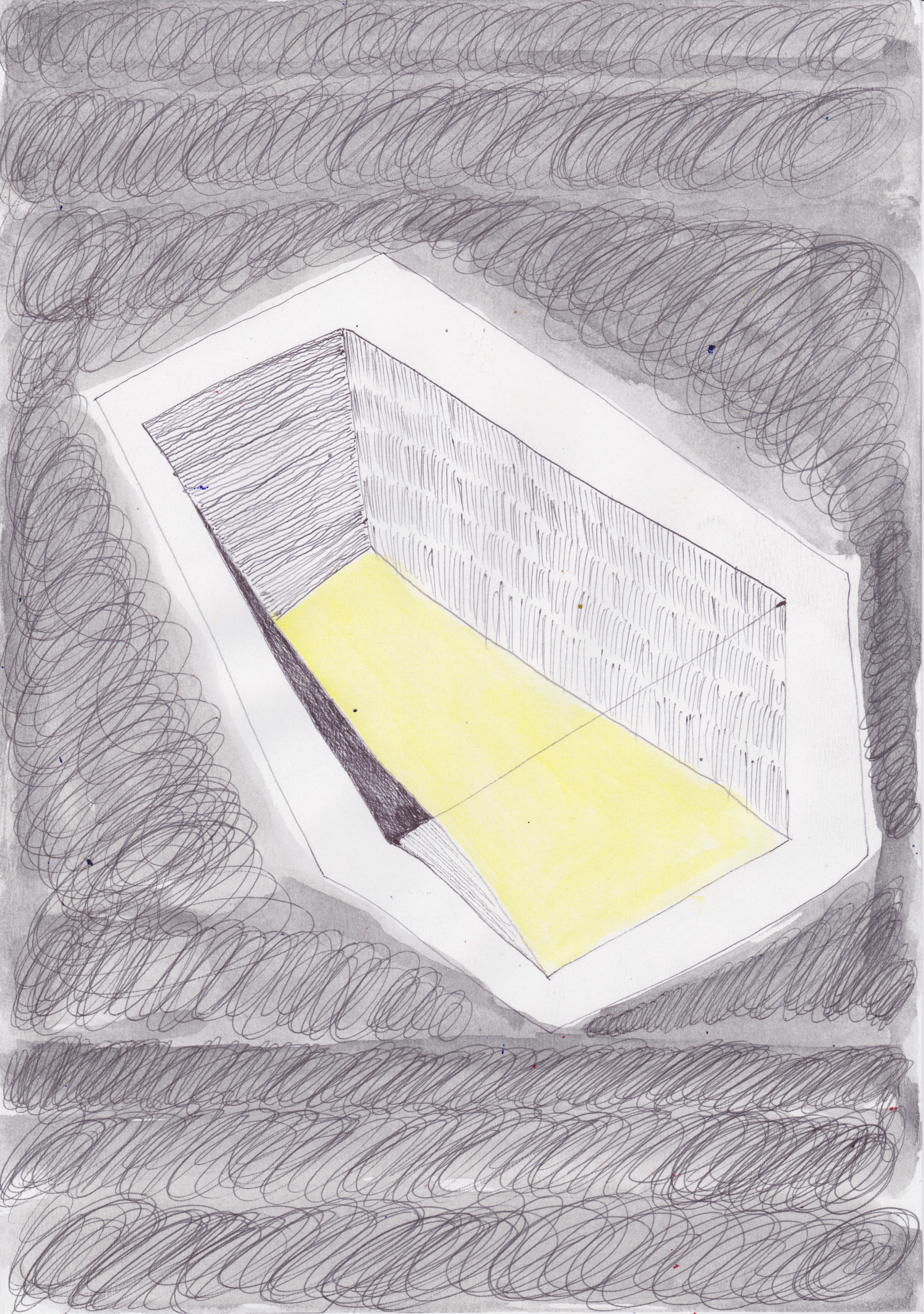 Adrian Fortuin, "Claustrophobia I", 2020, watercolour and pen on paper, 29,7 x 21 cm
