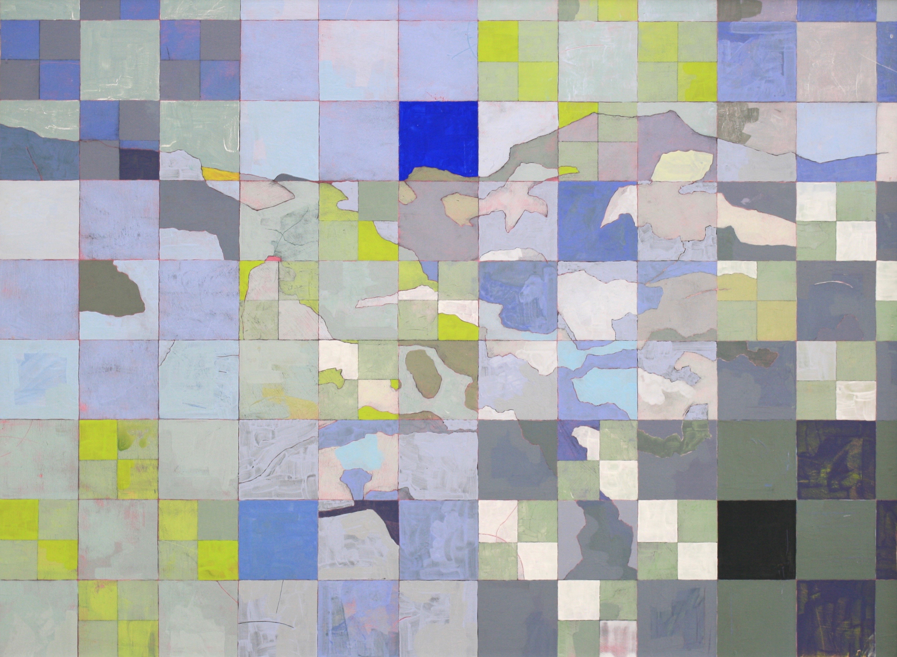 Nine Patch (Assisi), 2018, Acrylic and Graphite on Panel, 48" x 35.5"