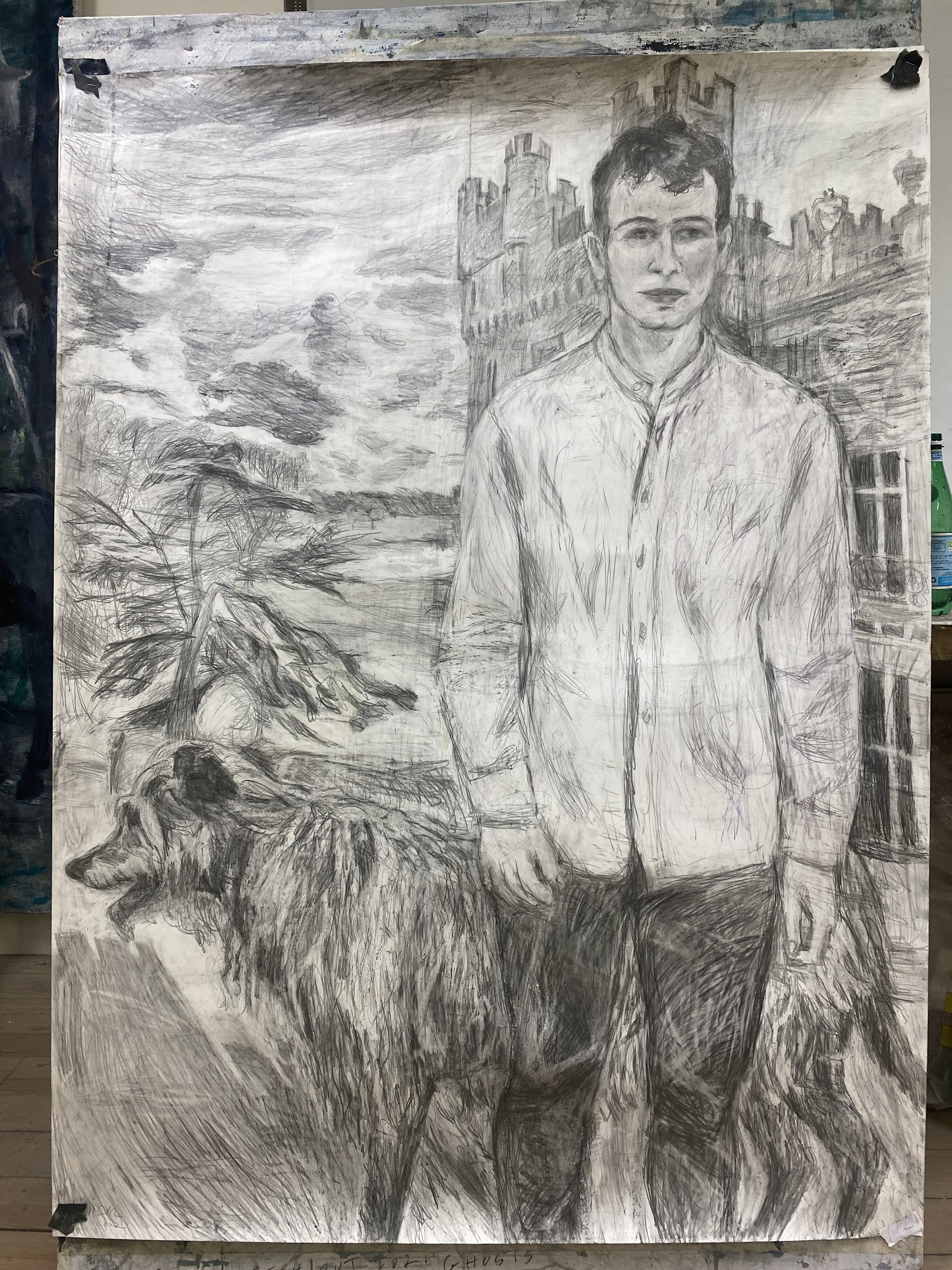 Shadows in the Courtyard, drawing 137 x 101 cm, 2022