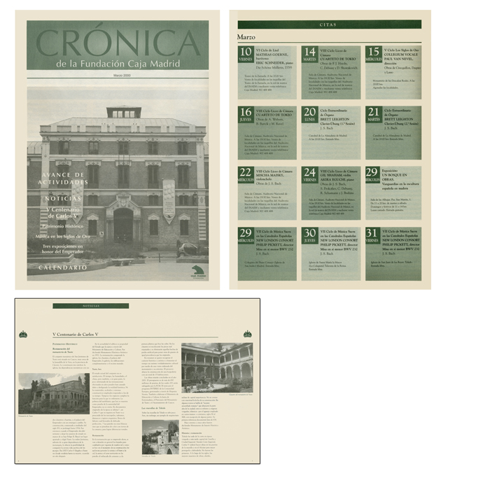 Revista Cr&oacute;nica de la Fundaci&oacute;n Caja Madrid (Ediciones Turner) Dise&ntilde;o y maquetaci&oacute;n del N&ordm; 0 Formato: 24 x 32 cms P&aacute;ginas: 20