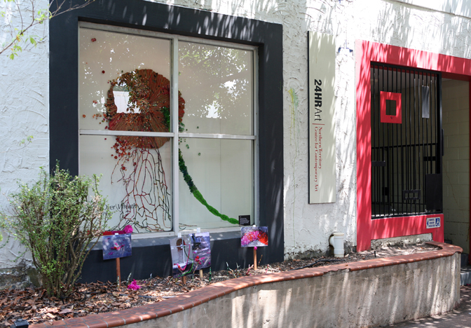 The installation view of 'Left Over Wreath' at NCCA, Darwin. Photography by Fiona Morrison.