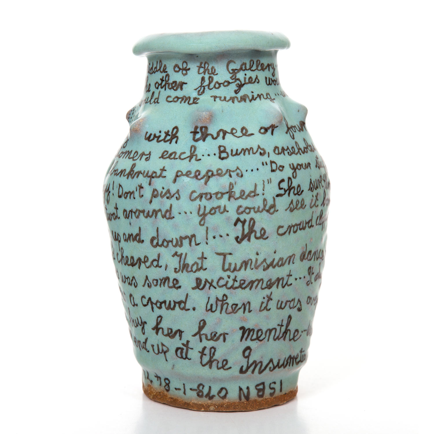 HN1200 Small Garniture vase with words 4, 5.2.16Glazed ceramic stoneware19 x 12cm