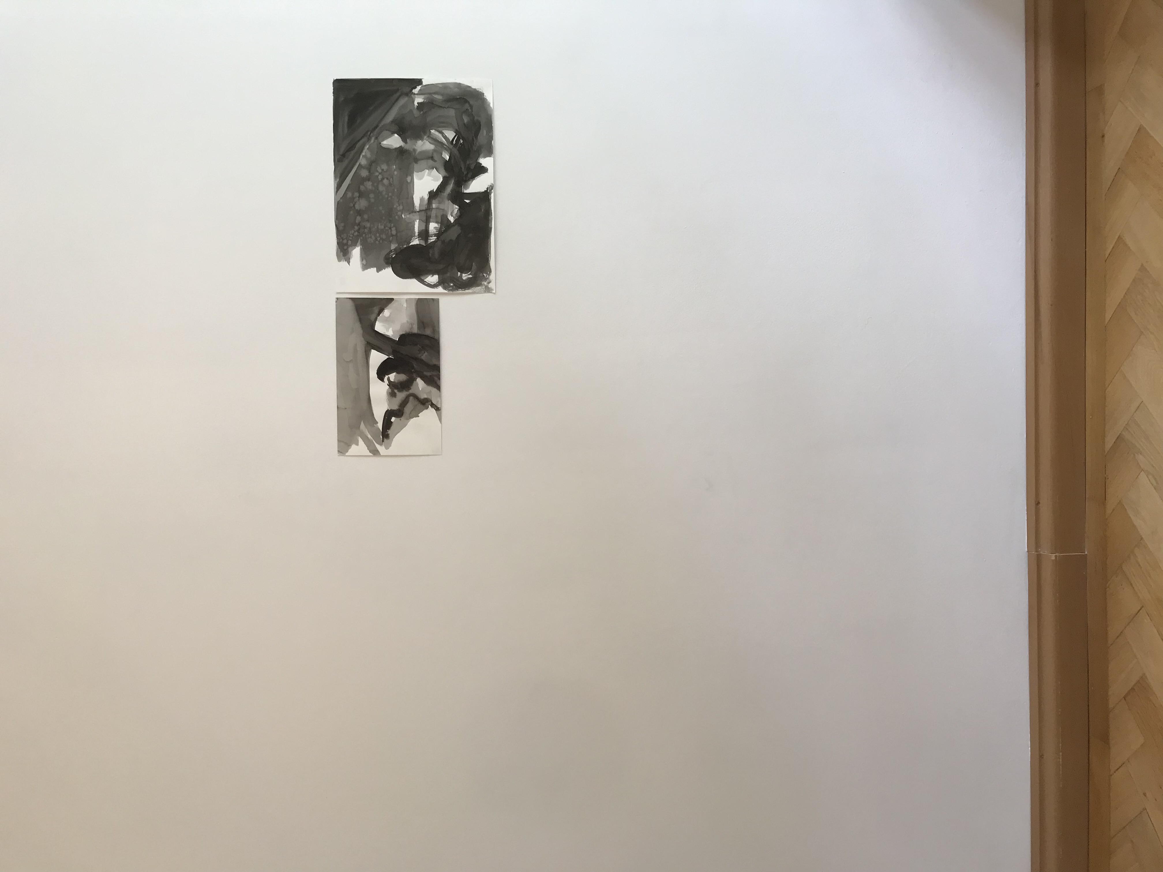 (Right) With S in the flat, 2020, ink on paper