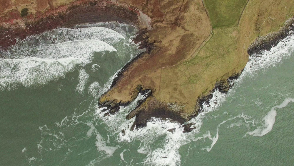 Siccar Point, the birthplace of Geology, where James Hutton developed the idea of deep time in 1788 when he observed this unconformity of overlapping strata.
