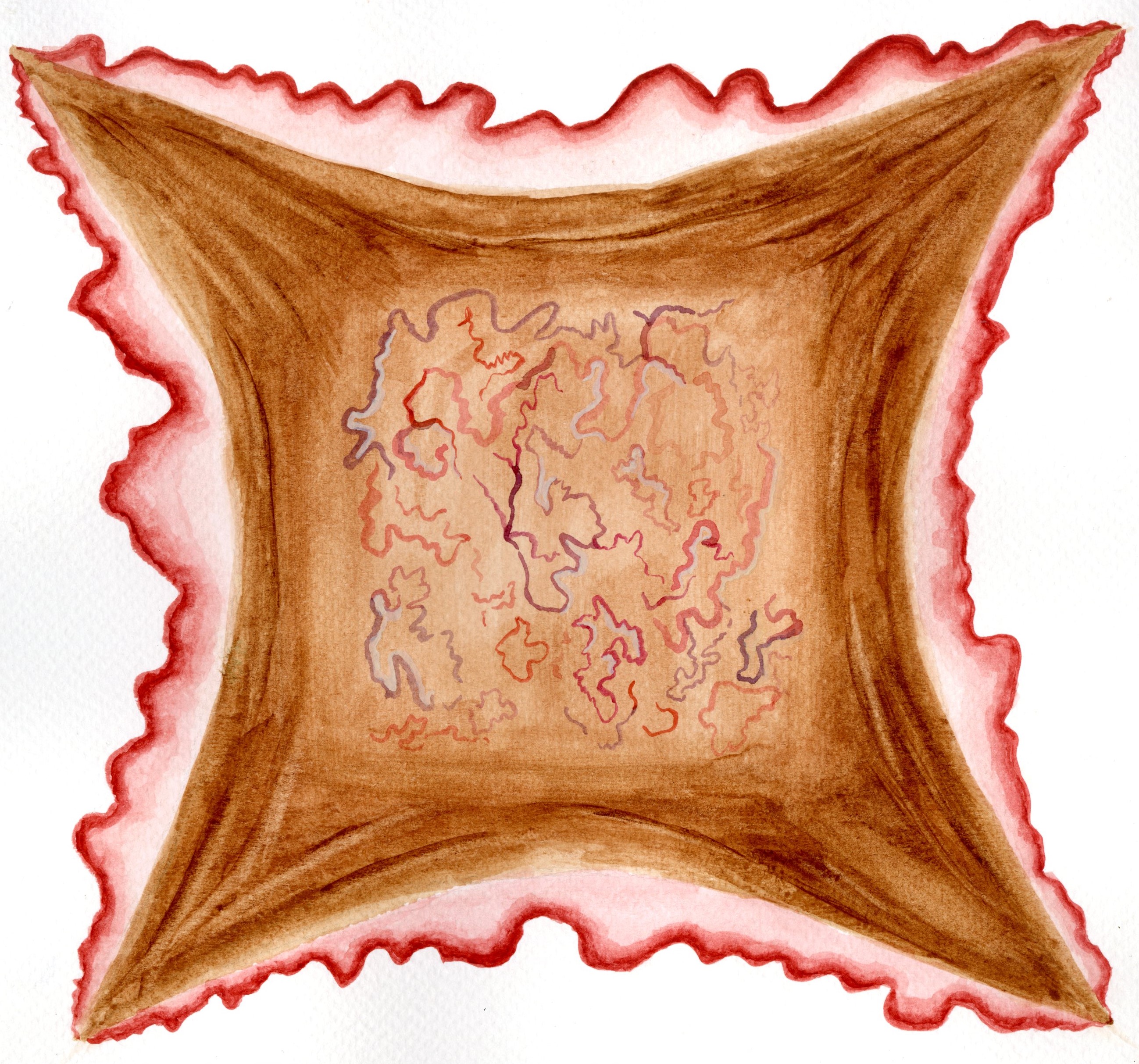 Disease World II, watercolour on paper, 18 x 18cm, 2018