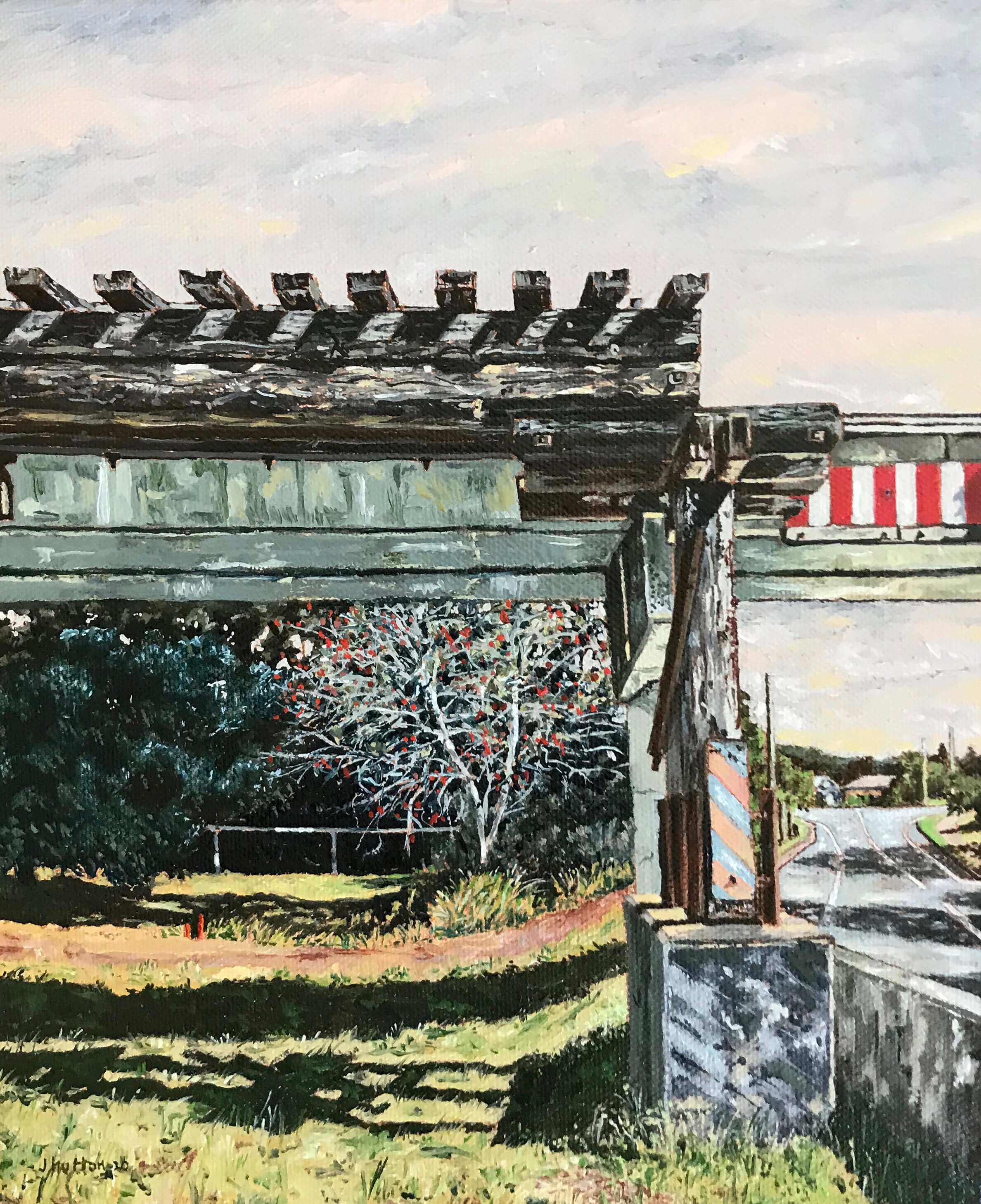 Crossing Lines — Yandina Westward, Oil on Canvas, 30 x 25 cm.