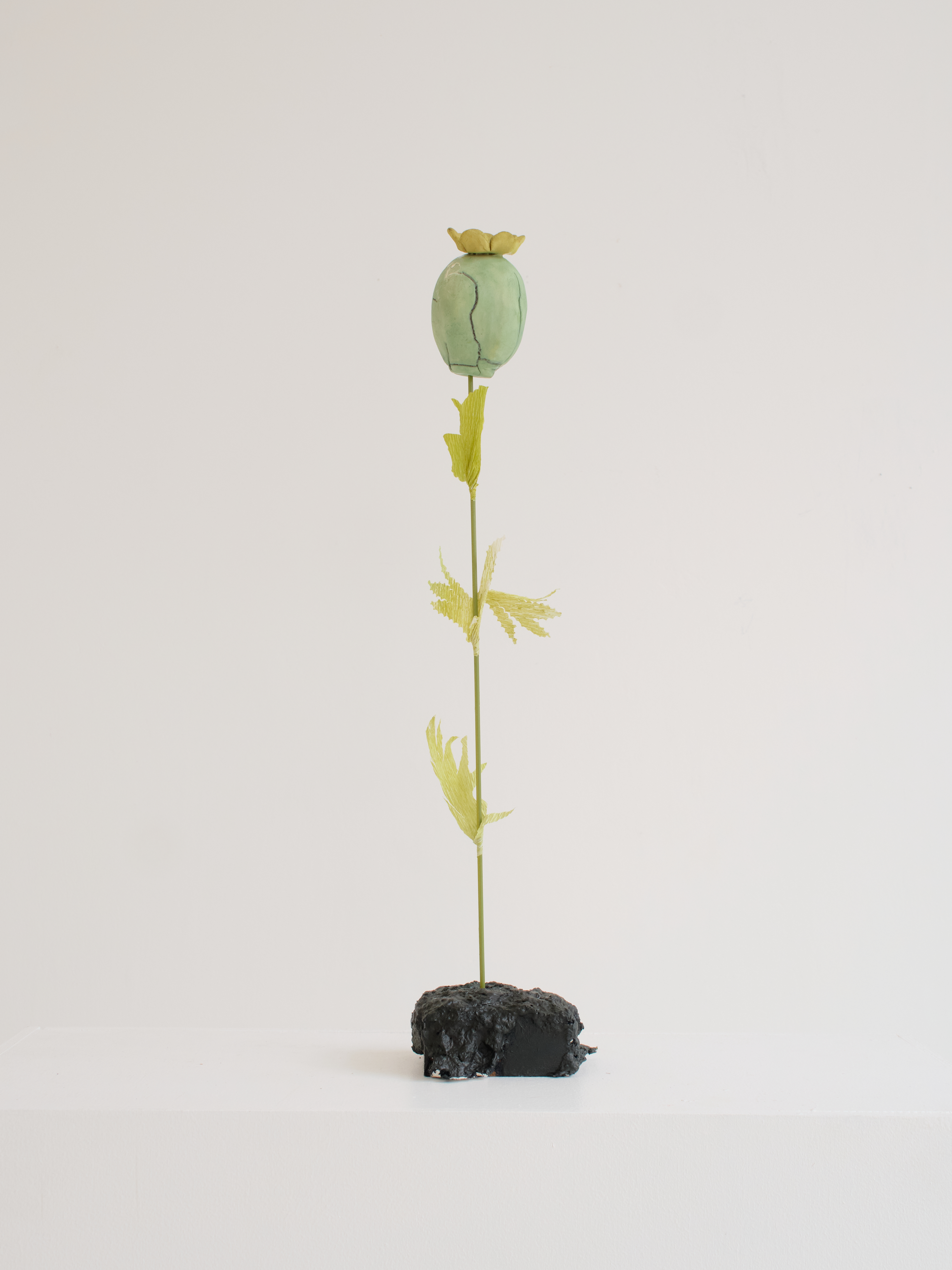 "Stand of Poppies - Single 2", dimensions variable, mixed media with wood and papier mache base, 2025. $60