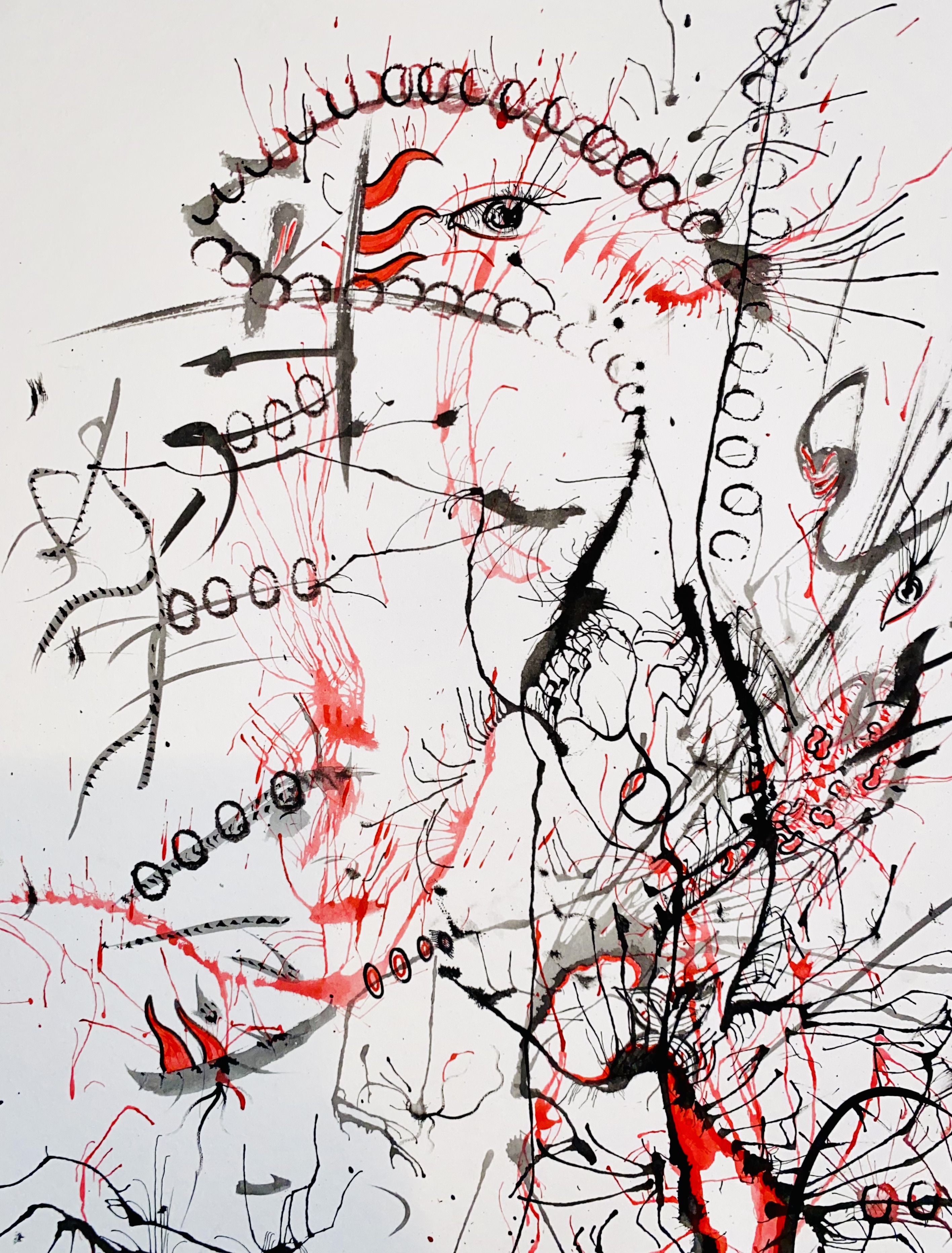 David cooks dinner for me, 2022 Watercolor and ink on foam core 18x24in