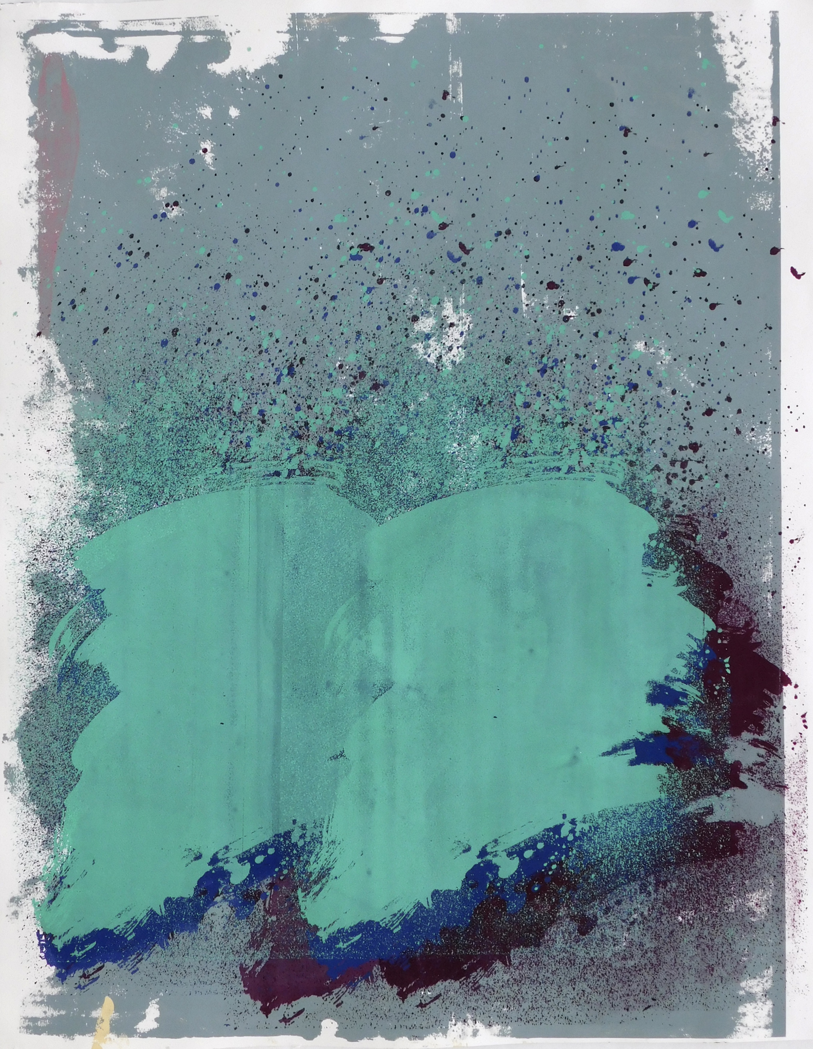 two of the same conversations at once. screenprint and acrylic 32"x40"