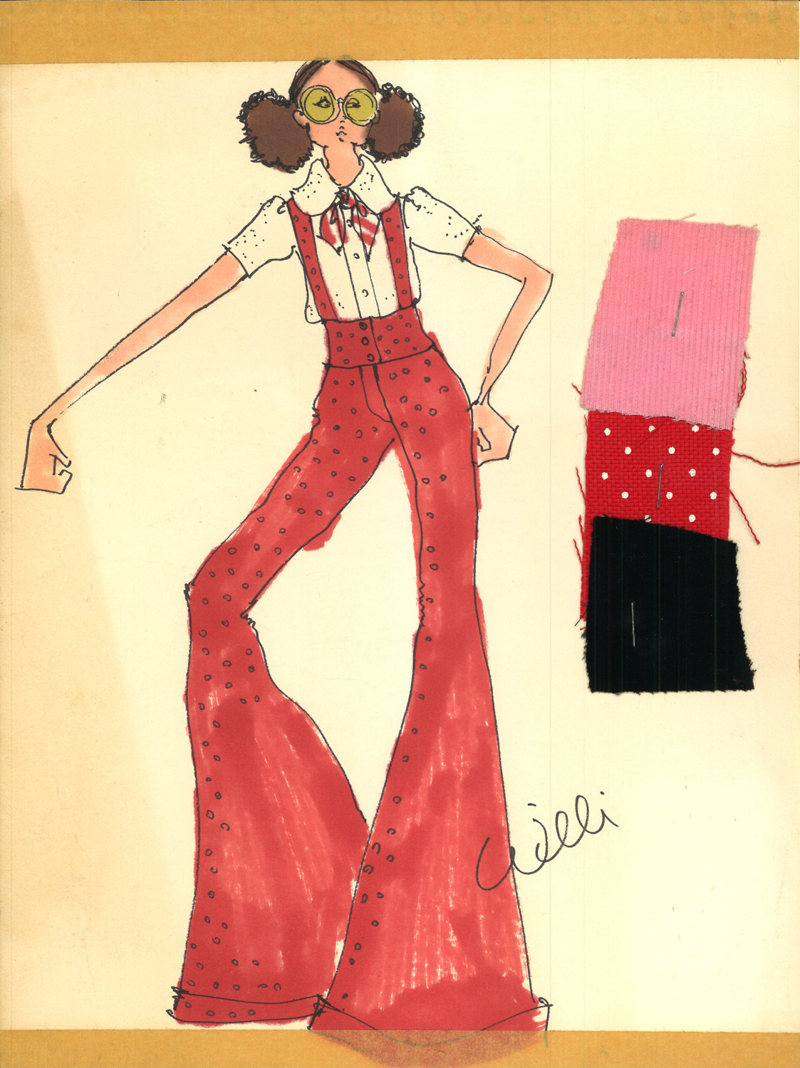 Fashion illustration, ca. 1970