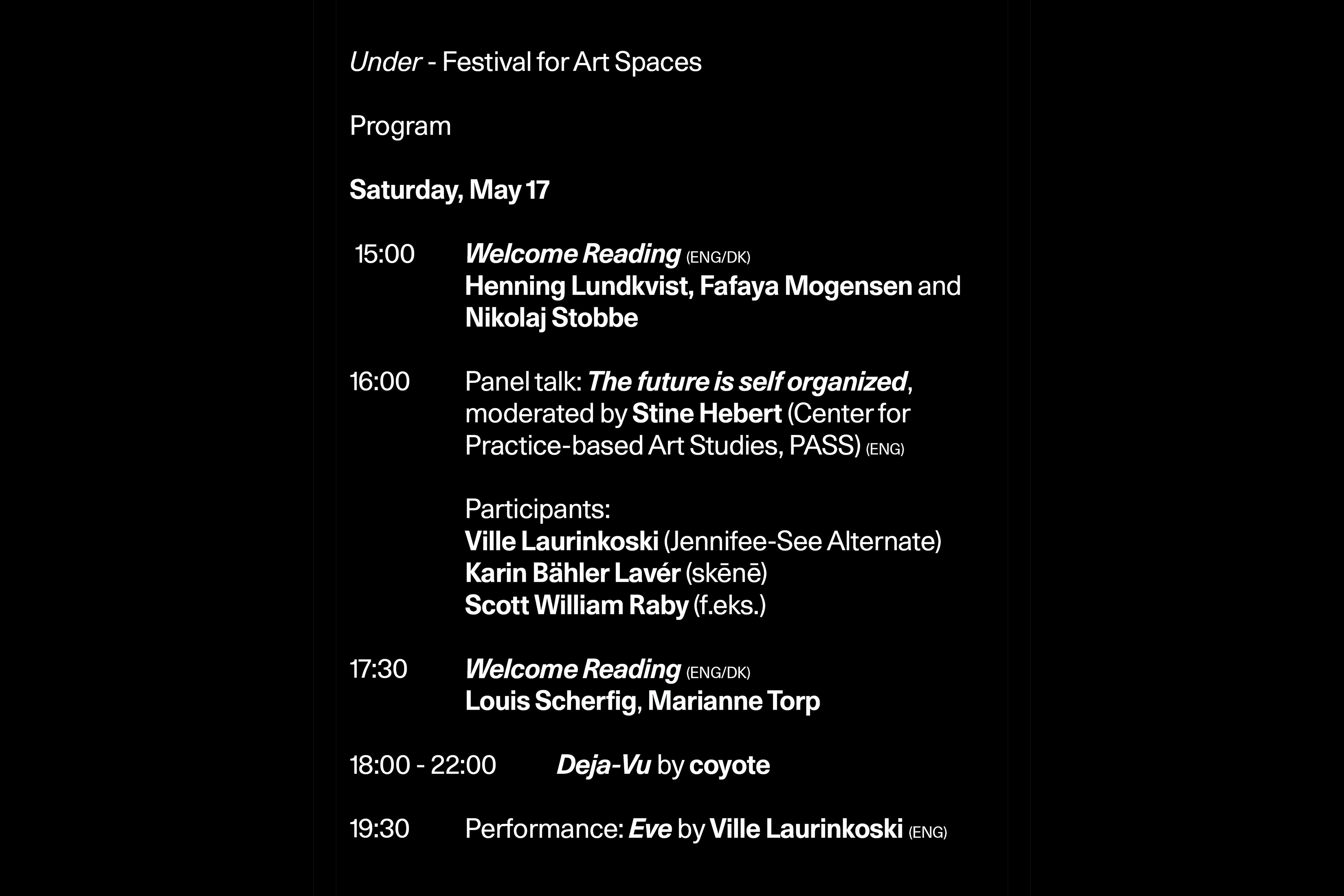 Under - Festival for Art Spaces, Simian, "S for Sound, S for Solidarity", f.eks., Copenhagen, 2025