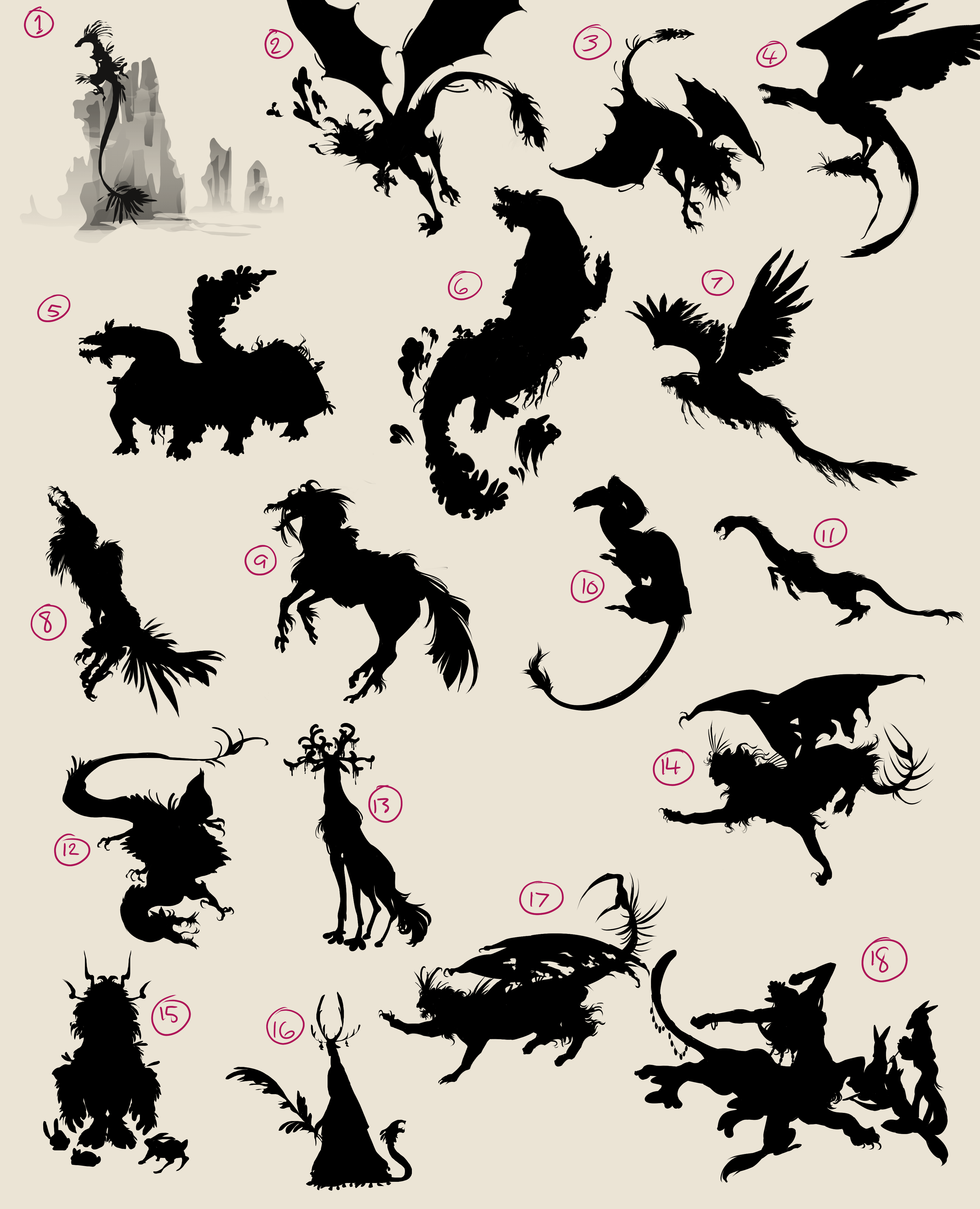 Monster design ideation page.