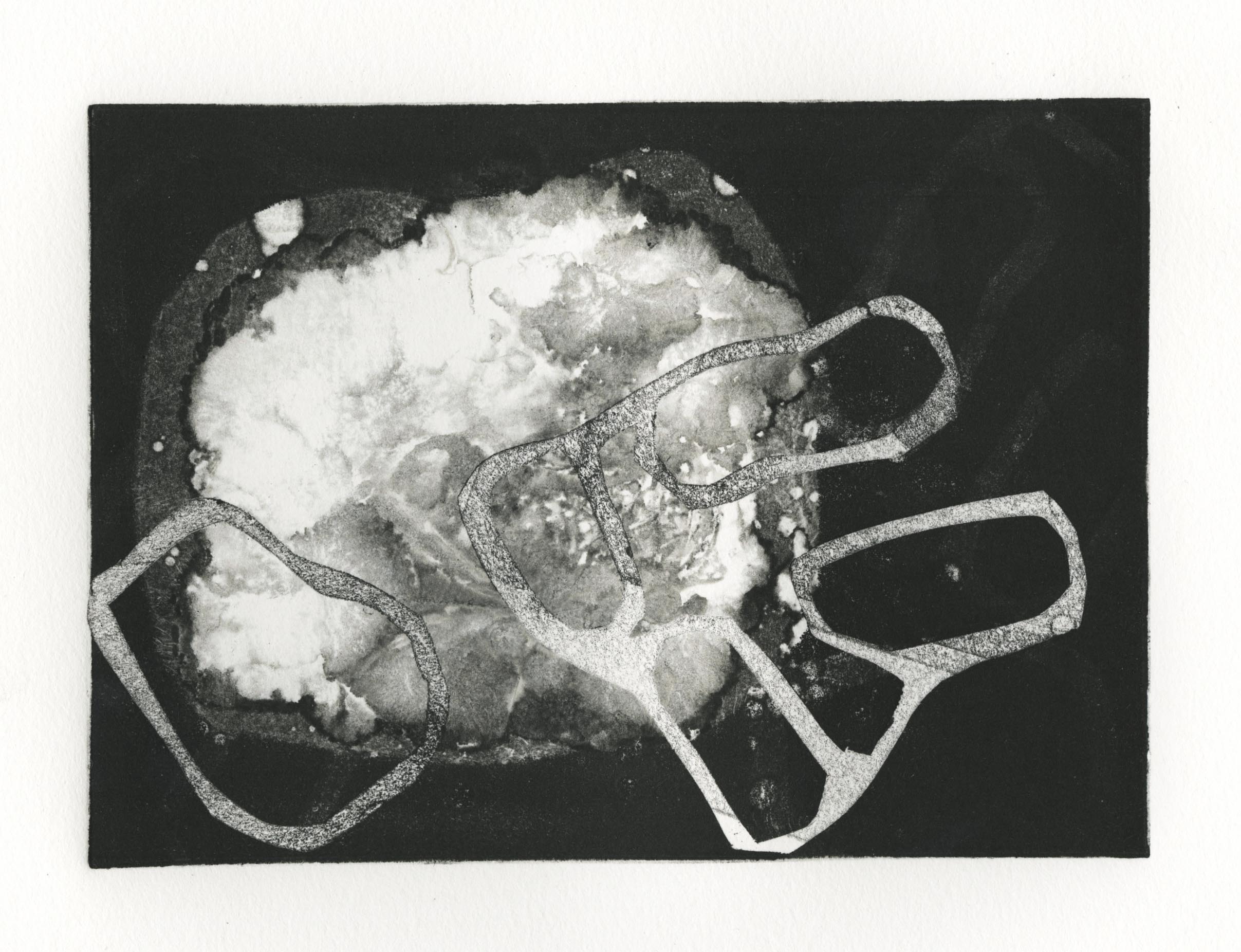 Held + Felt (recorded), Series of 9 Monotypes, 11" x 9", 2015