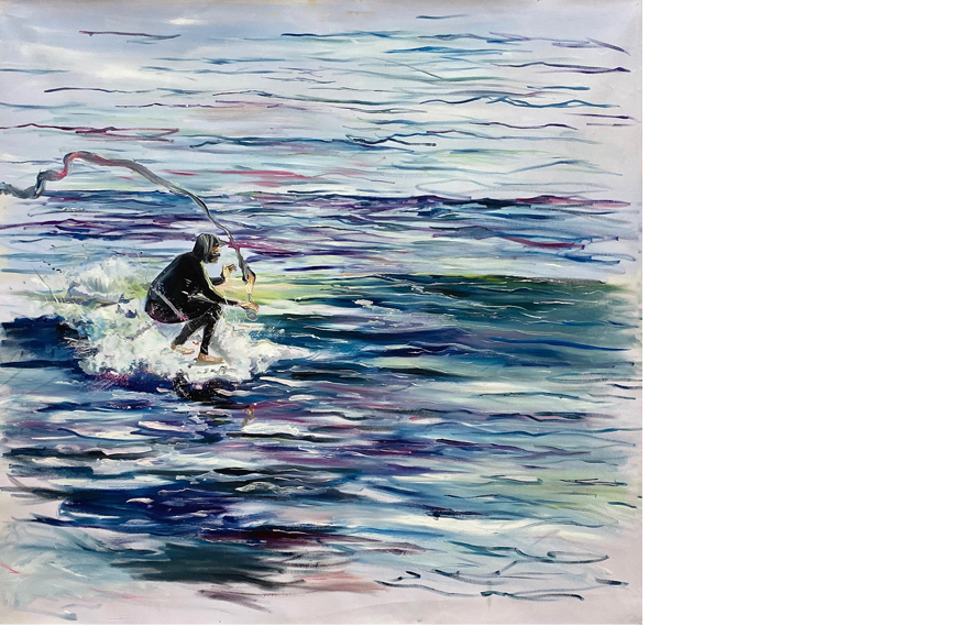 Huitzilopochtli, 2019. Oil on canvas 62 × 64 inches