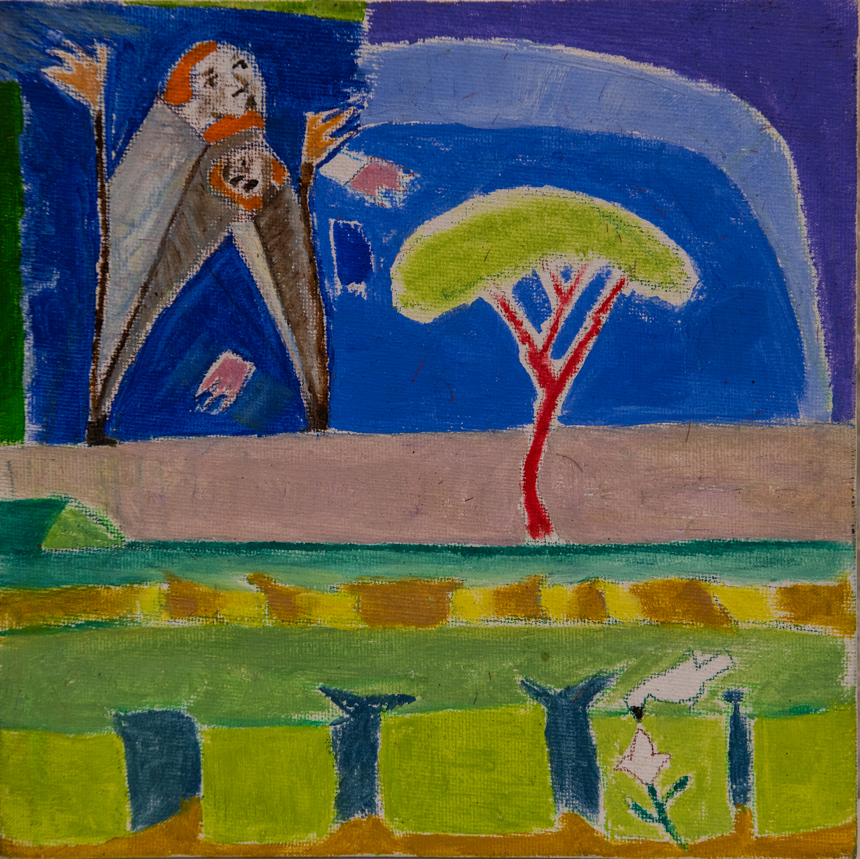 Rodrigo Echeverría, Byzantin corners, 2022, oil on cotton, 7 7/8 x 7 7/8 in. © Rodrigo Echeverría.