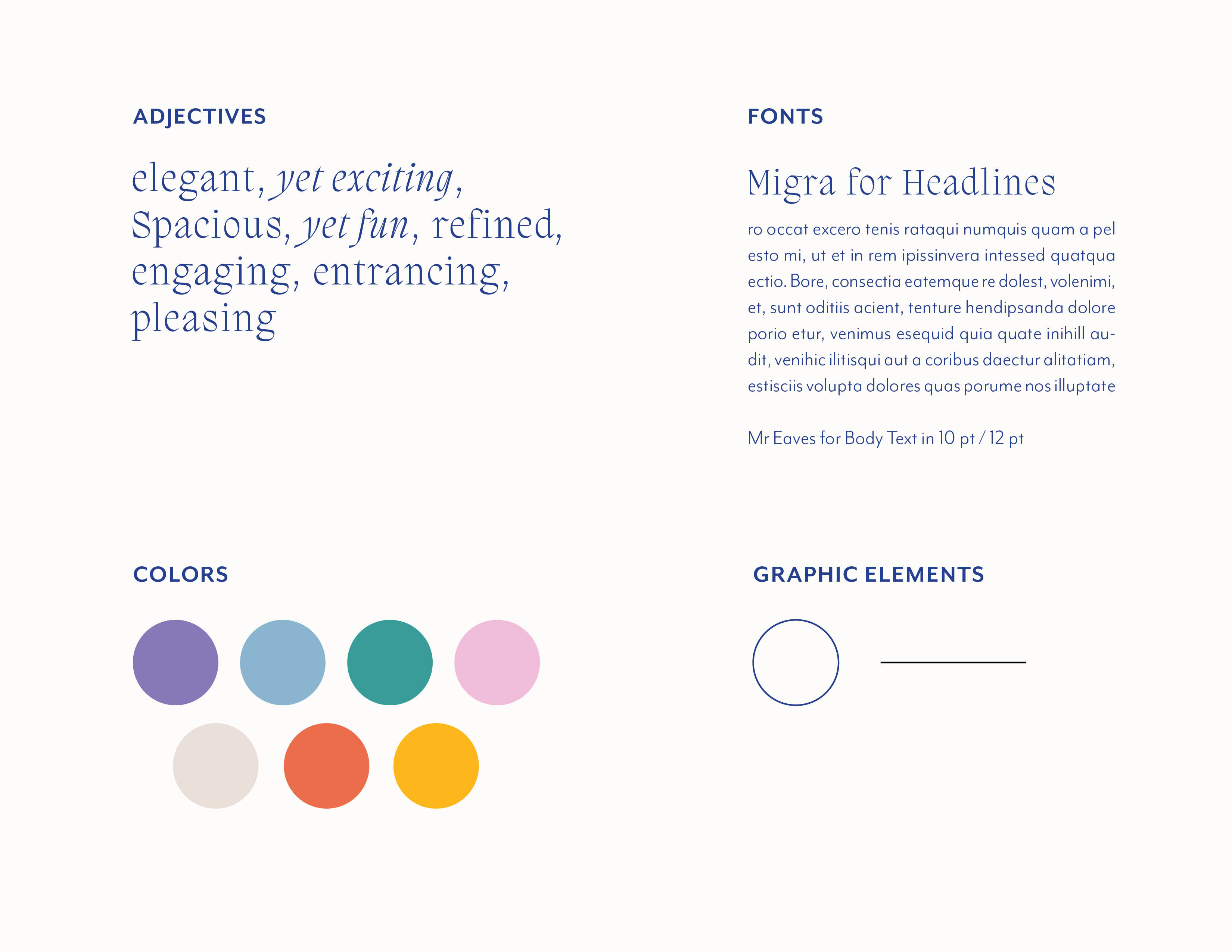 Visual System: Main Colors, Fonts, Graphic Elements